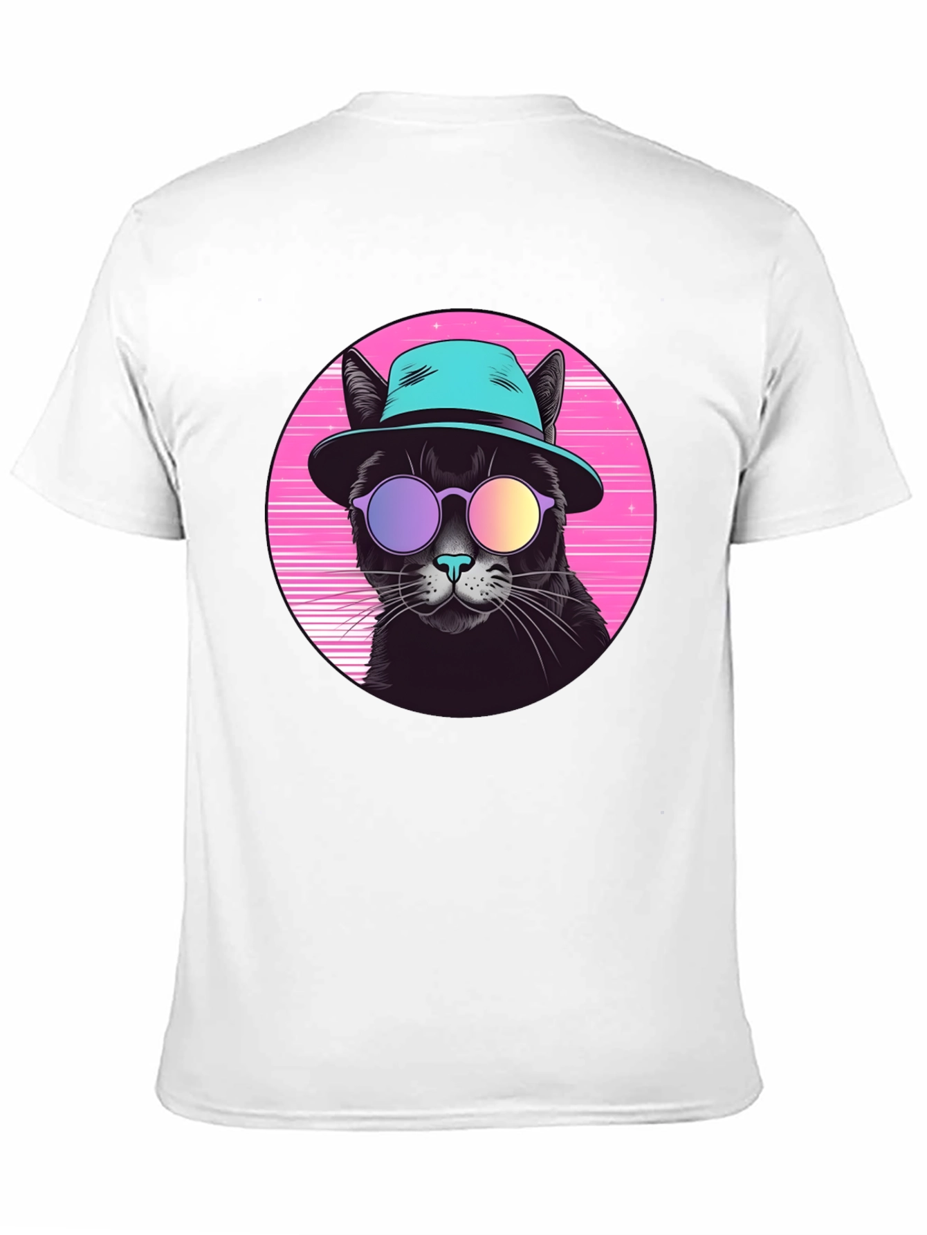 Black Cool Cat Retro T-Shirt view 11