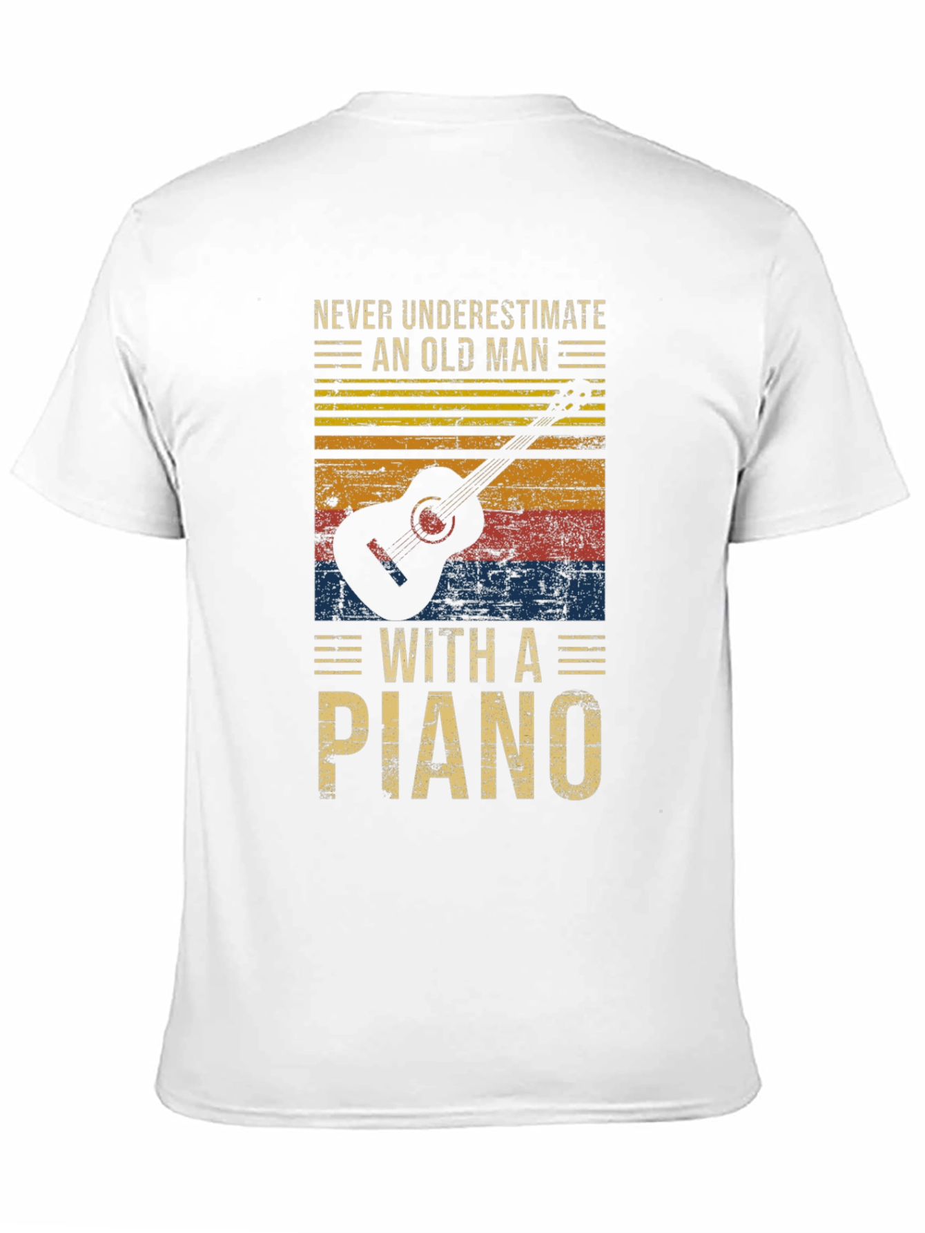 Black Never Underestimate Old Man with a Piano Graphic T-Shirt view 11