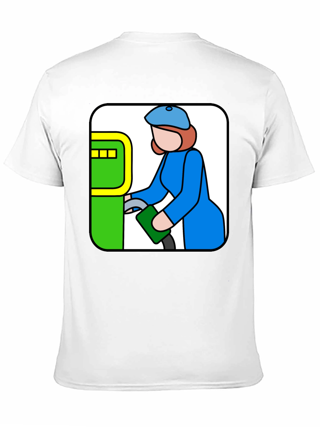 Black Cartoon Gas Station T-Shirt - Black Cotton Tee view 11