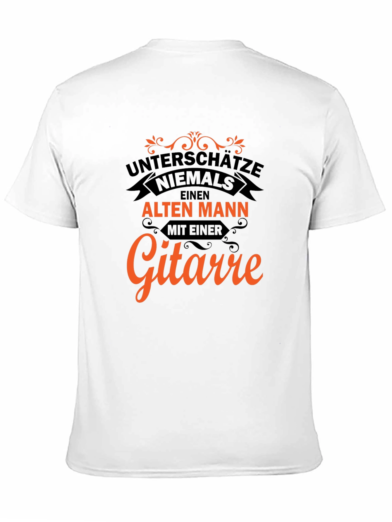 Black Unterschätze Niemals T-Shirt - Old Man Guitar view 11