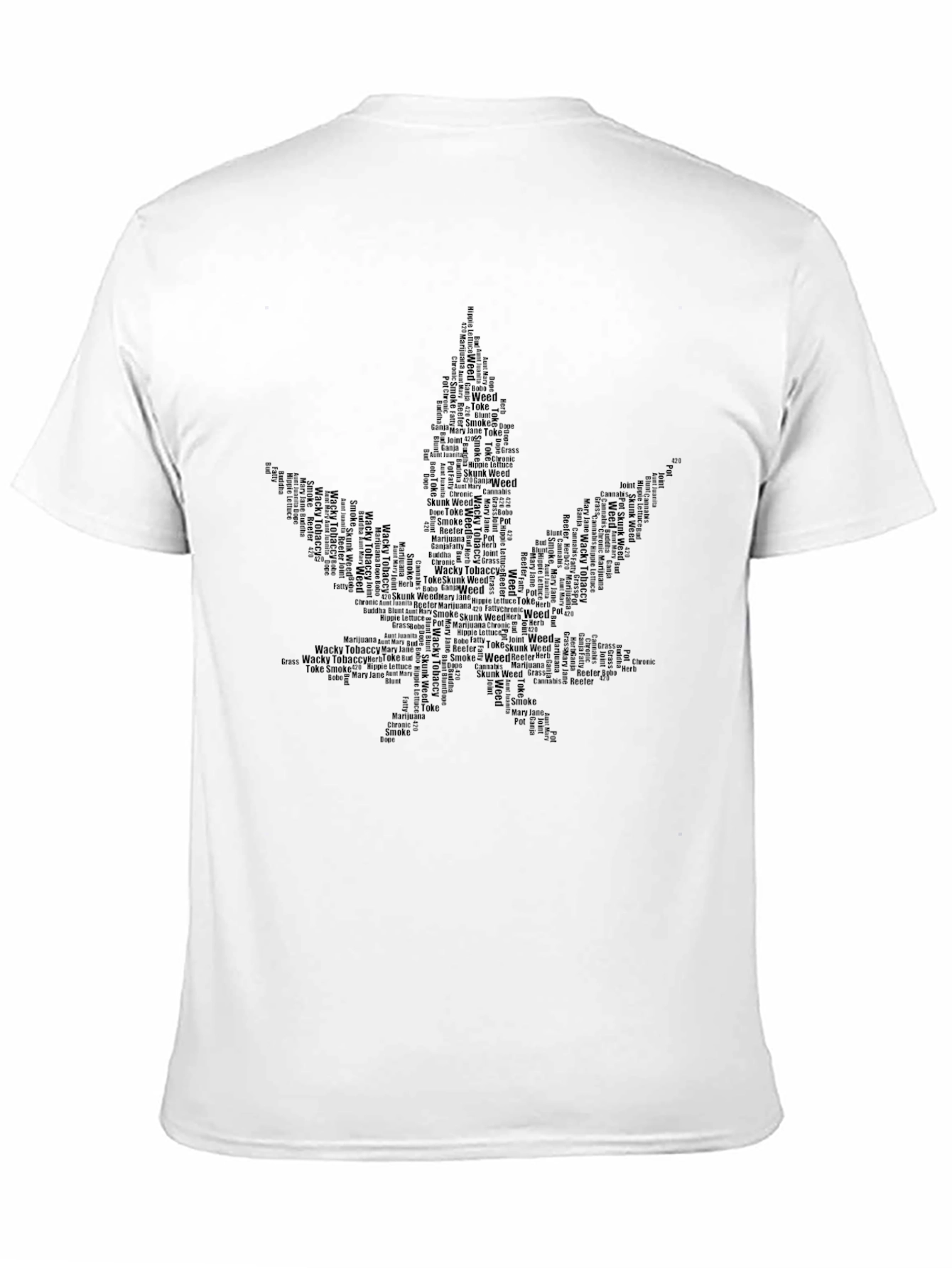 Black Cannabis Leaf Word Art T-Shirt - Black view 11