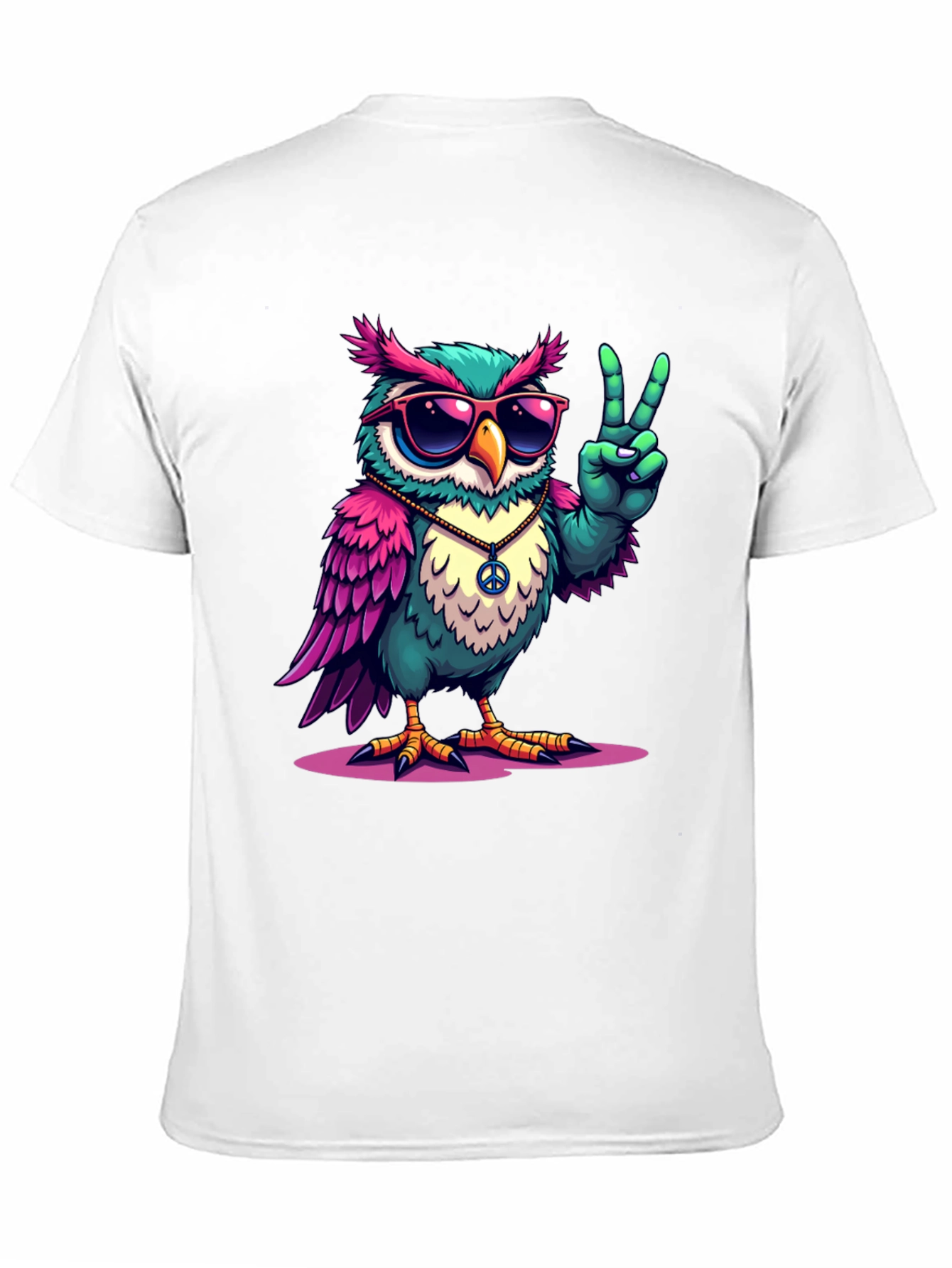 Black Cool Owl Peace Sign T-Shirt view 11