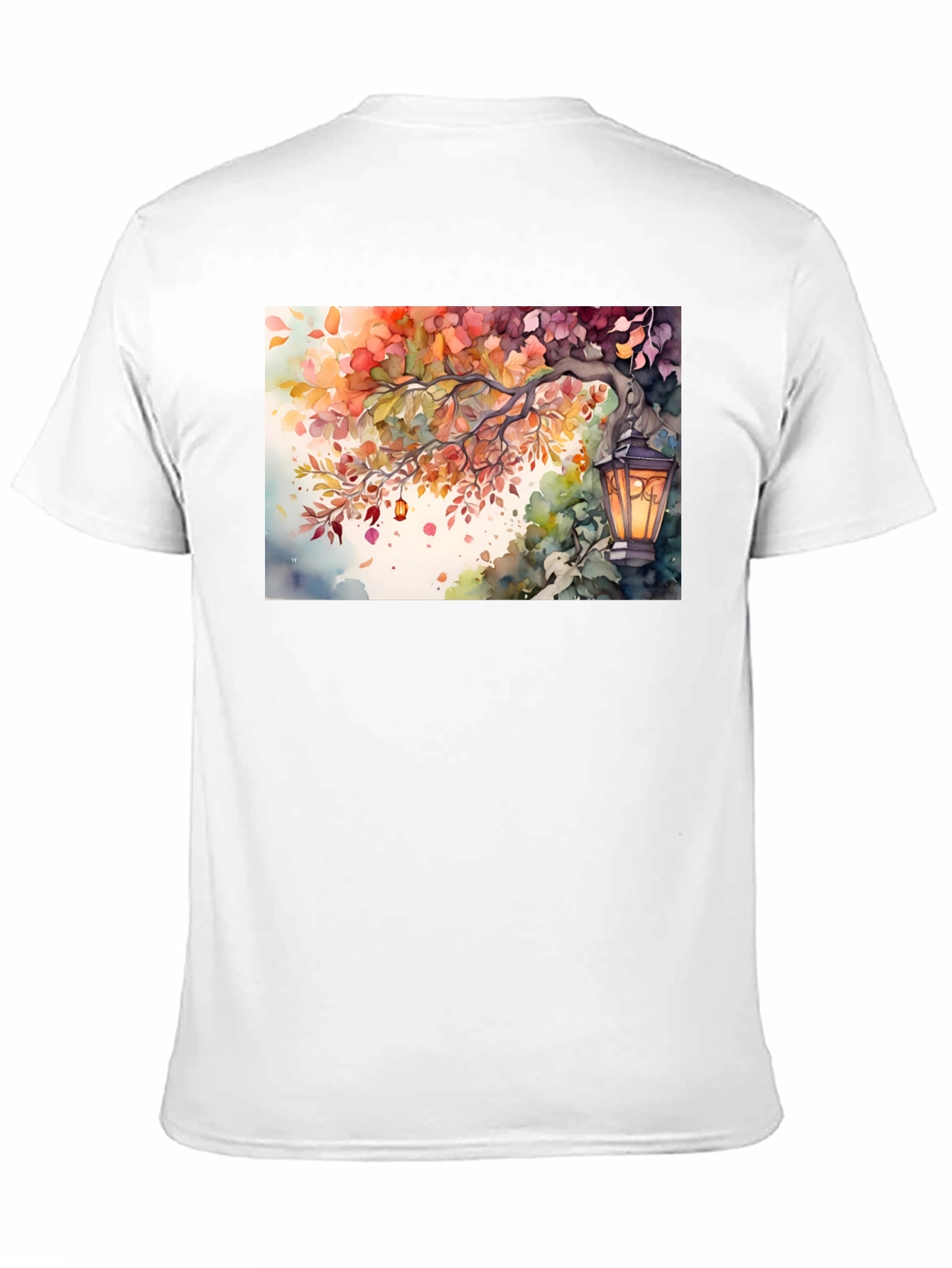 Black Watercolor Autumn Scene T-Shirt view 11