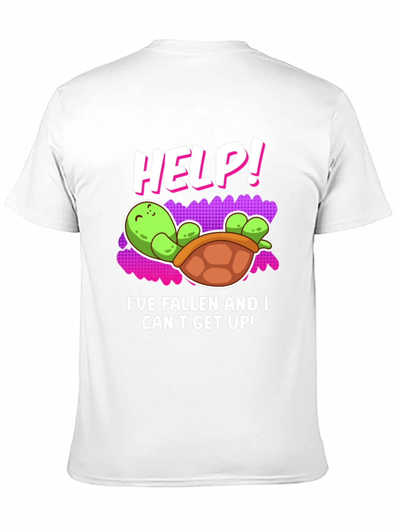 Black Help! Turtle T-Shirt - Funny Fallen Turtle Design view 11