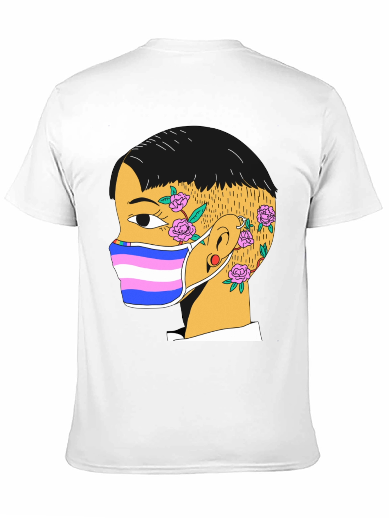 Black Graphic Tee with Trans Pride Mask Design view 11