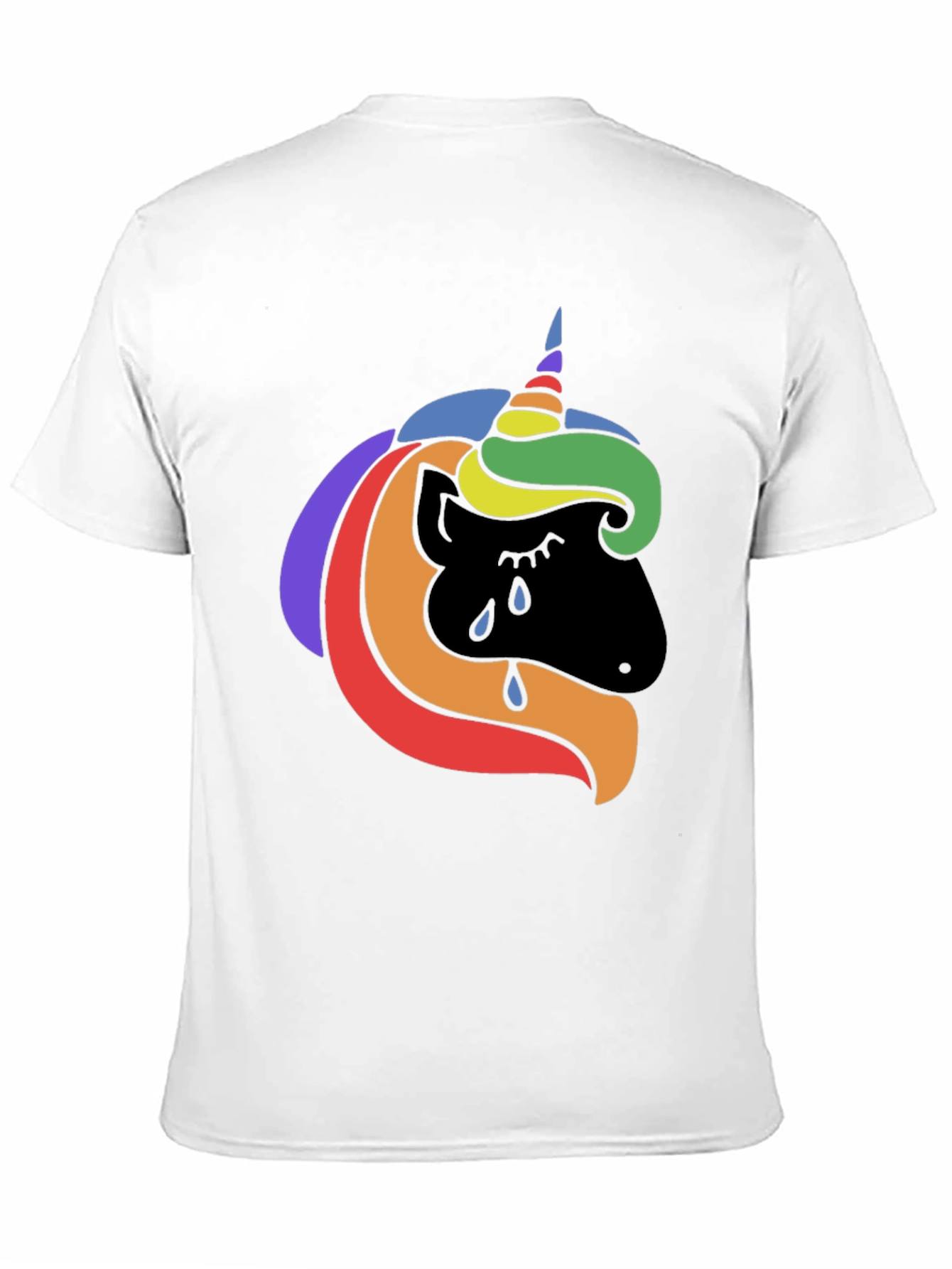 Black Rainbow Unicorn Crying Black T-Shirt view 11