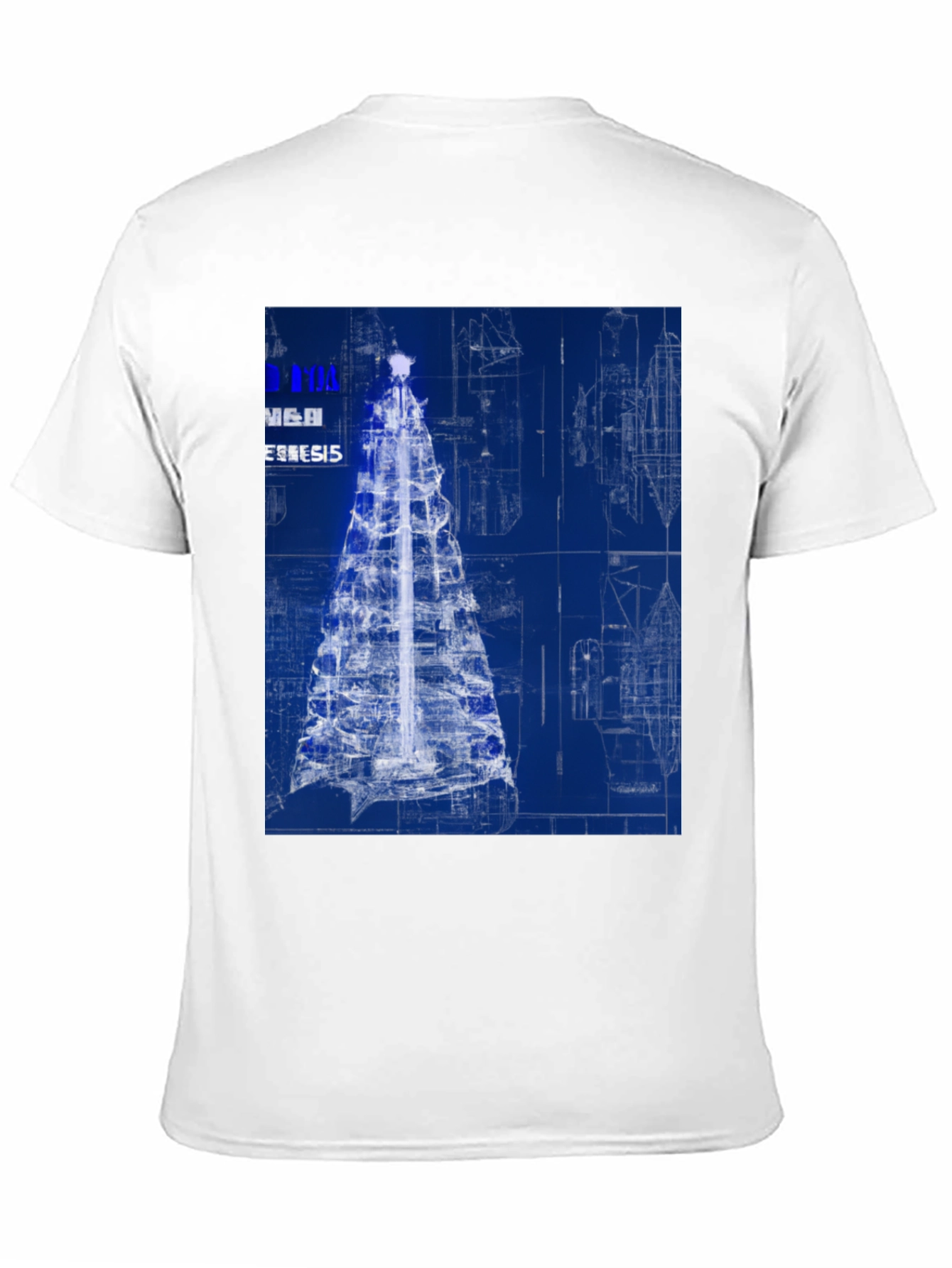 Black Blueprint Christmas Tree Graphic Tee view 11
