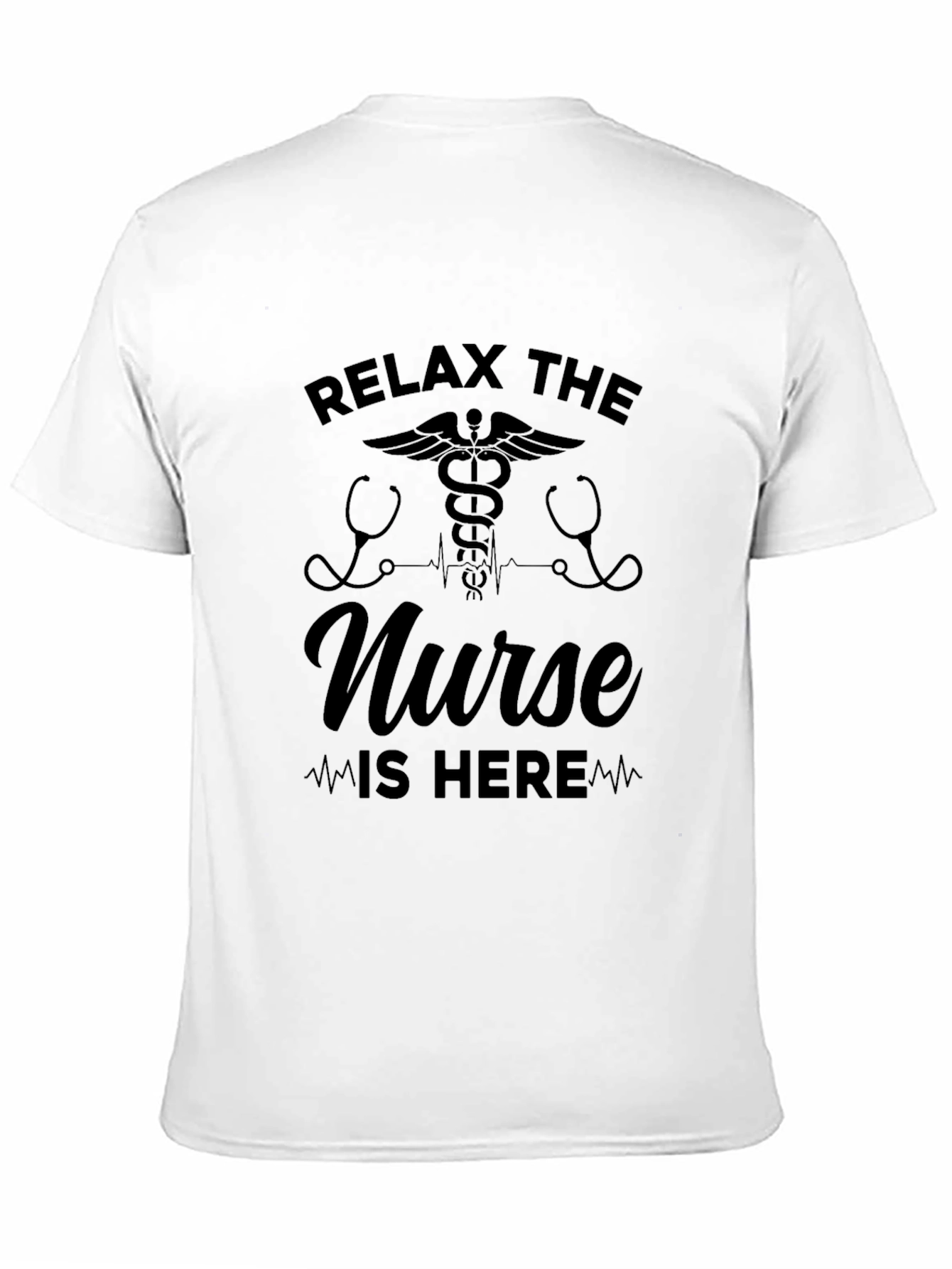 Black Relax the Nurse is Here Black T-Shirt view 11