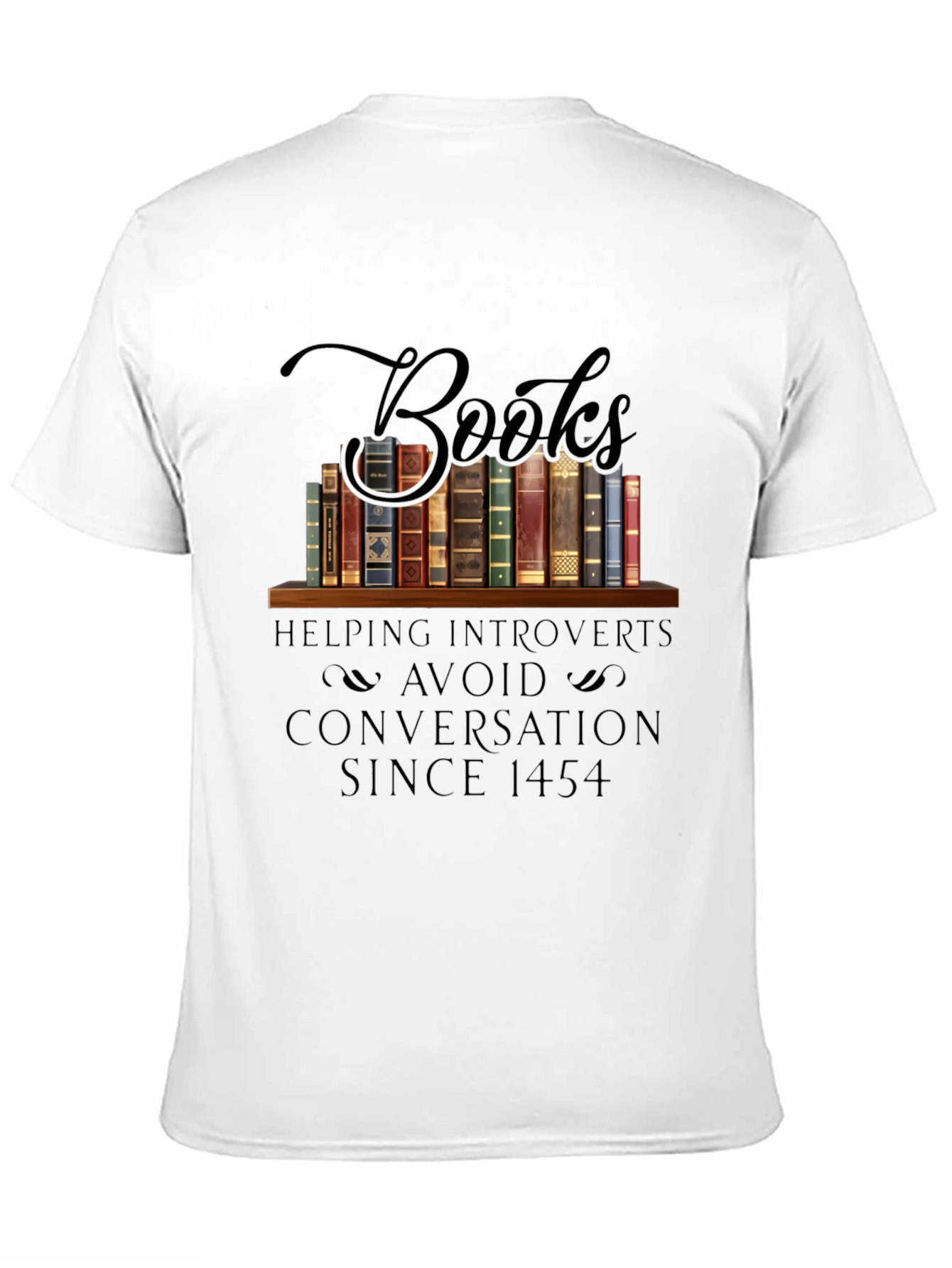 Black Introvert Book Lover T-Shirt: Avoid Conversations Since 1454 view 11