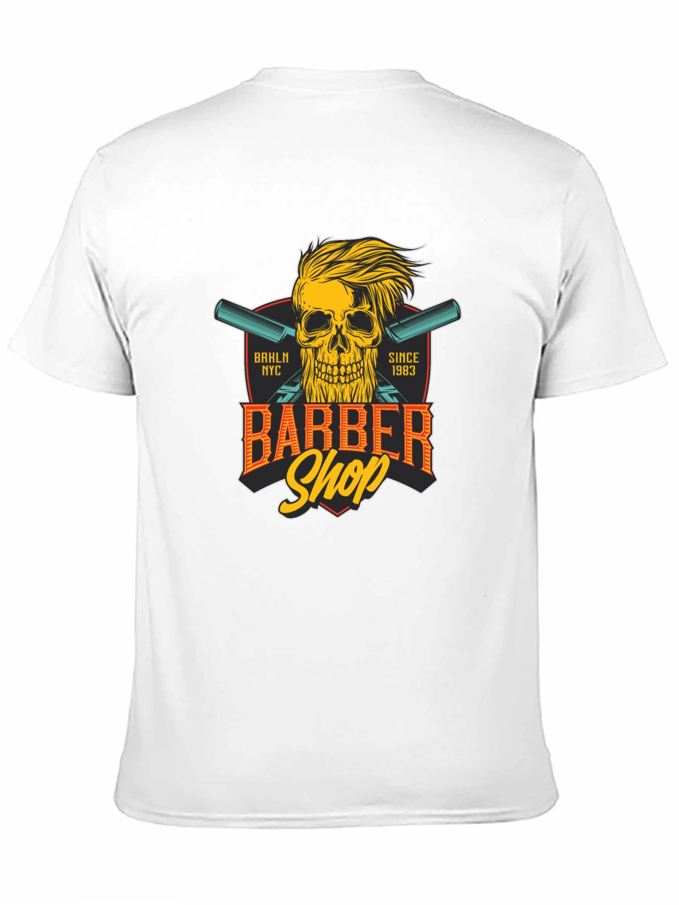 Black Barber Shop Skull T-Shirt - Est. 1983 view 11