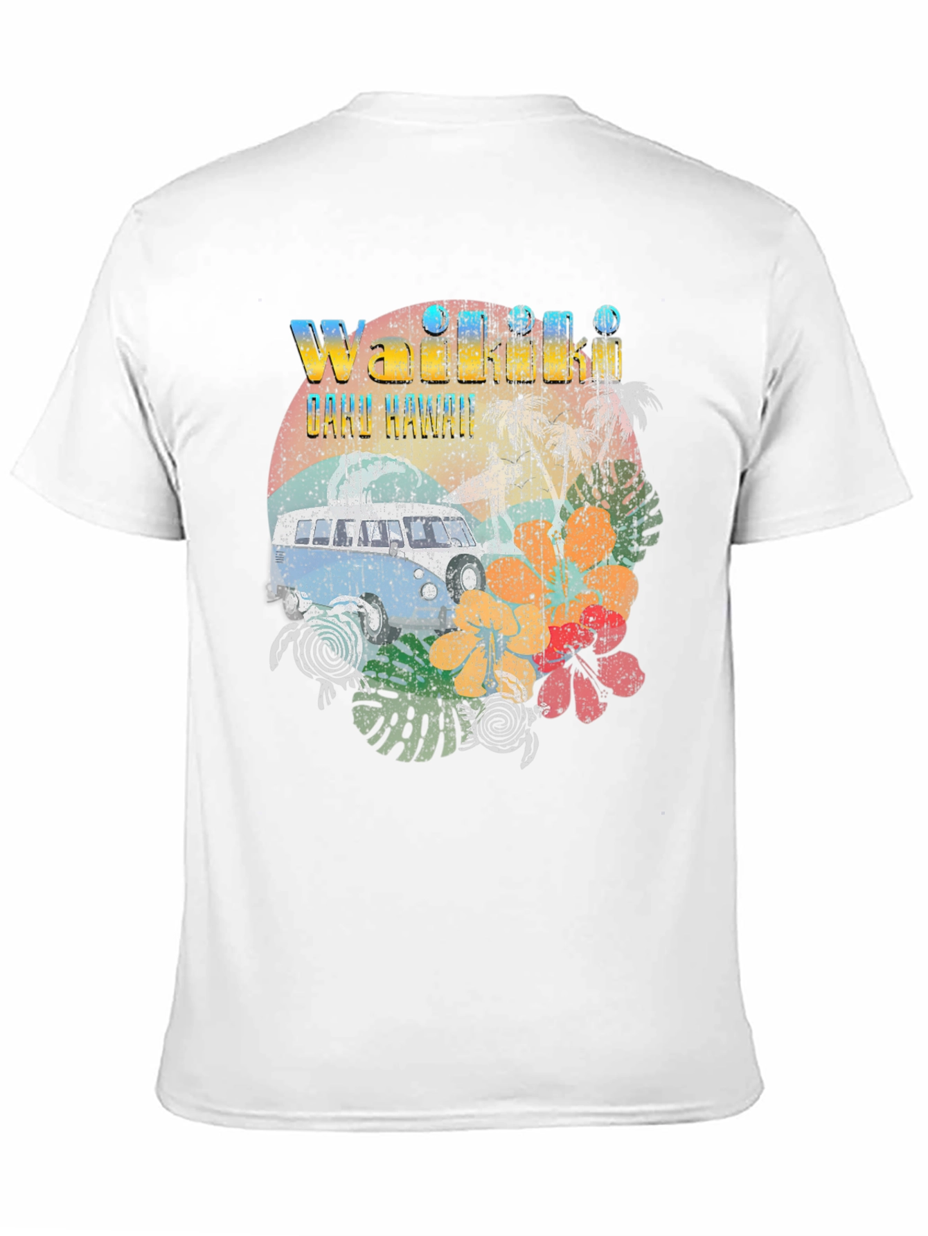 Black Vintage Waikiki Oahu Hawaii Graphic Tee view 11