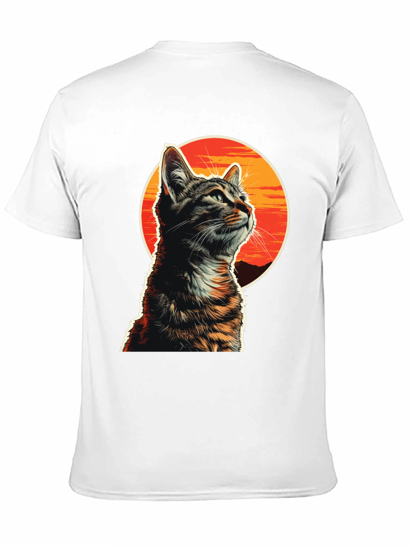 Black Sunset Cat Graphic T-Shirt - Unique Design view 11