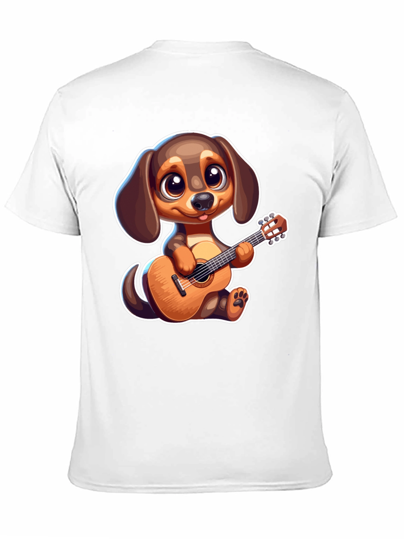 Black Cartoon Dog Playing Guitar T-Shirt view 11