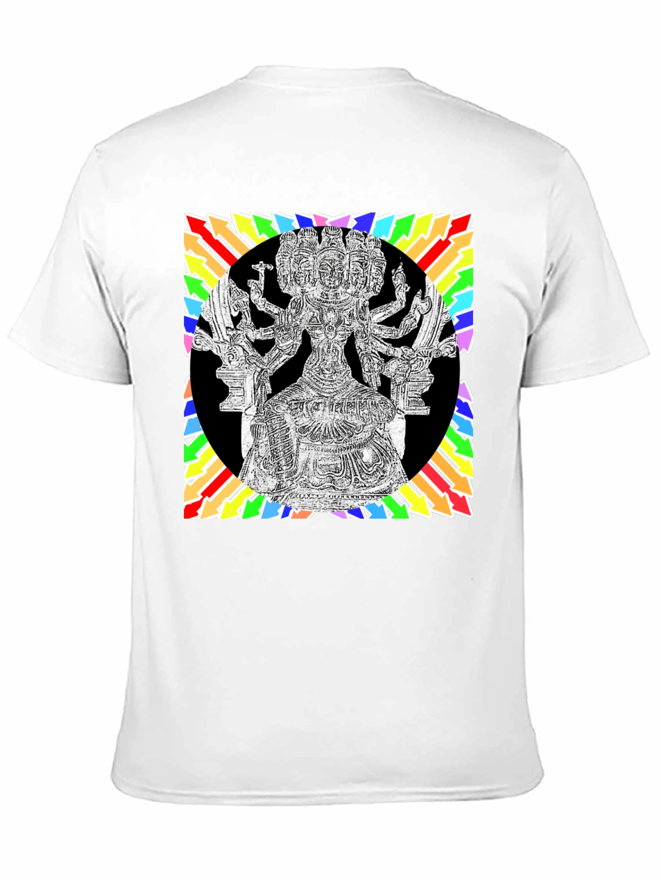 Black Black T-Shirt with Colorful Hindu Deity Graphic view 11