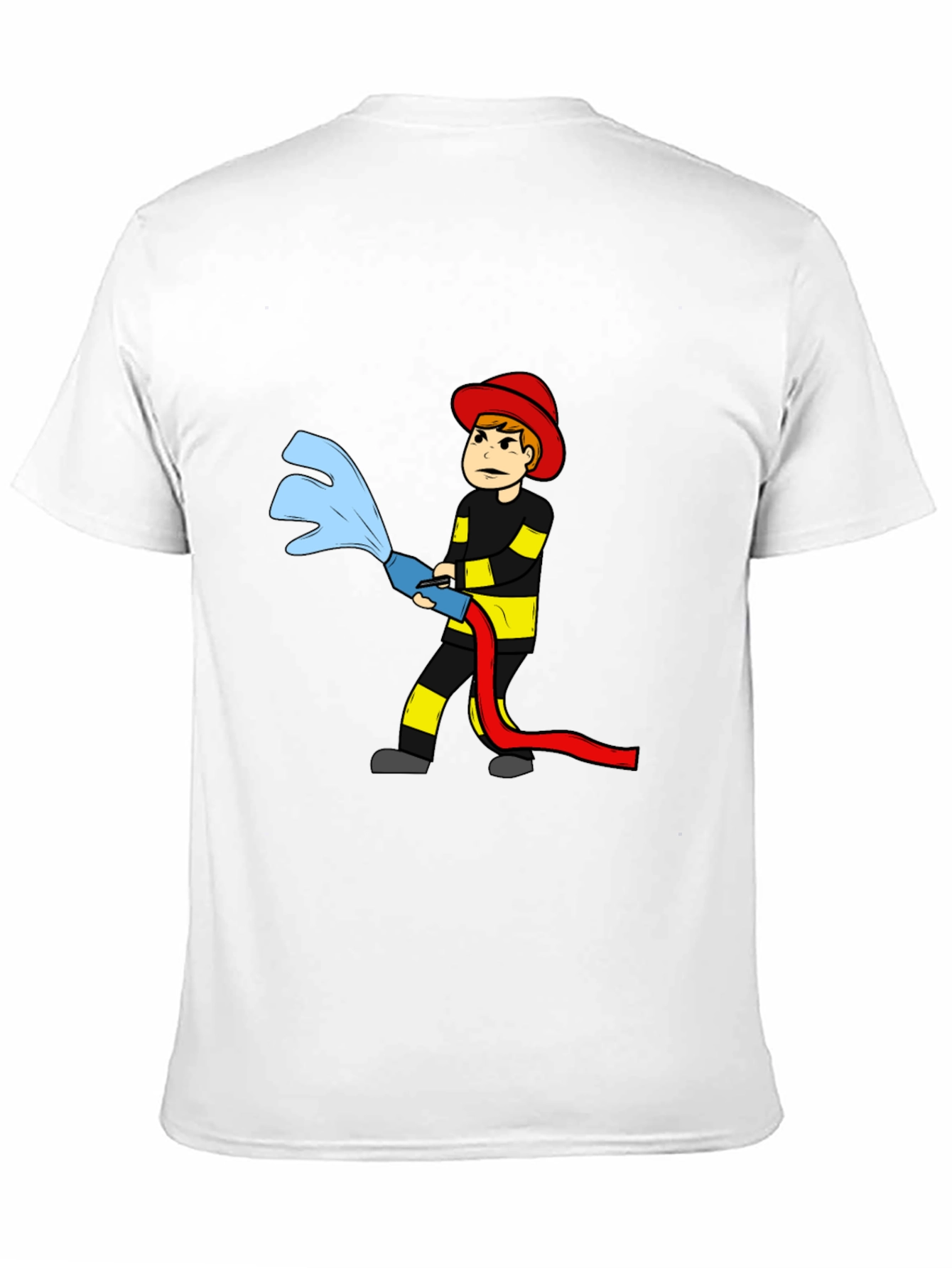Black Cartoon Firefighter T-Shirt view 11
