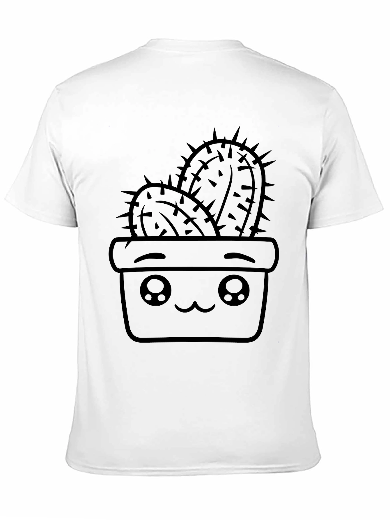 Black Cute Cactus in Pot Black T-Shirt view 11