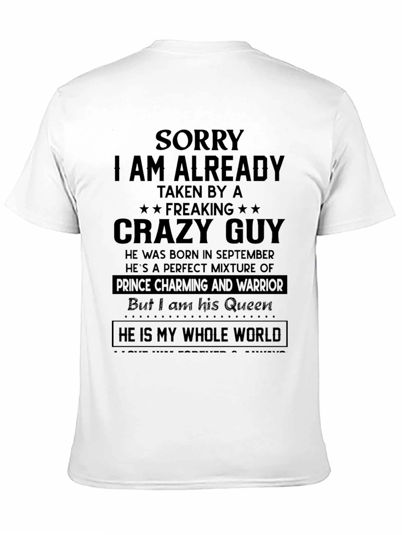 Black Crazy Guy Taken T-Shirt - September Born view 11