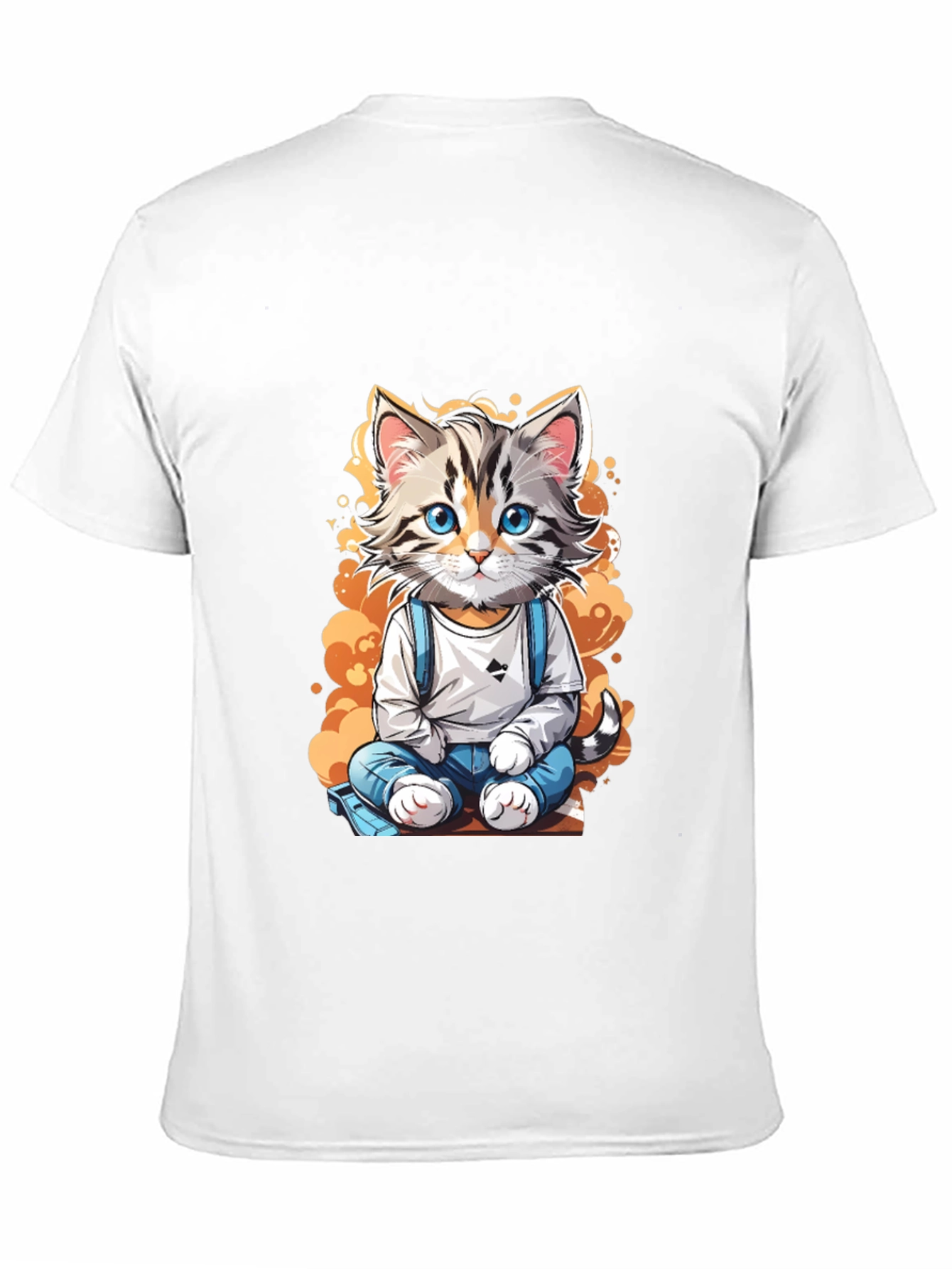 Black Cute Cartoon Cat Graphic Tee view 11