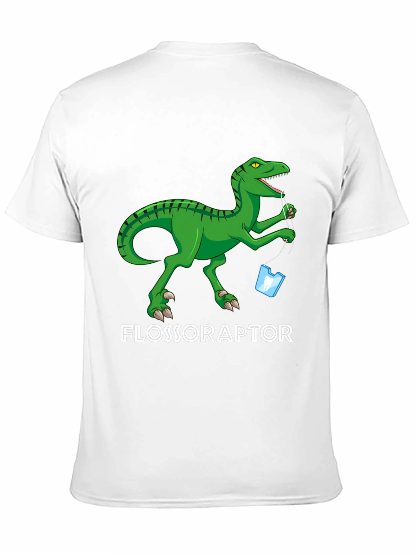 Black Flossoraptor Graphic Tee - Dental Humor Dinosaur T-Shirt view 11