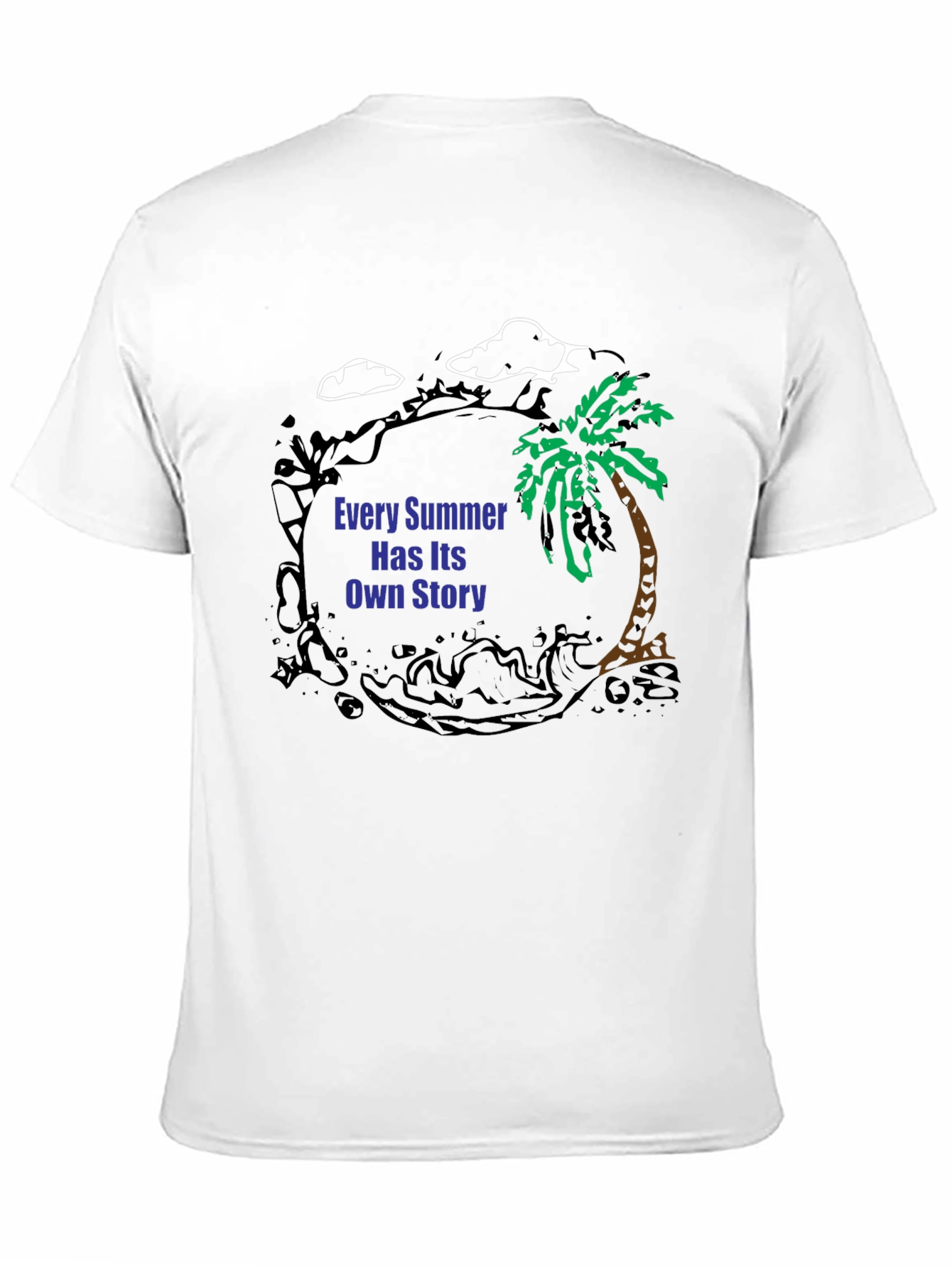 Black Summer Story Black T-Shirt: Palm Tree Design view 11