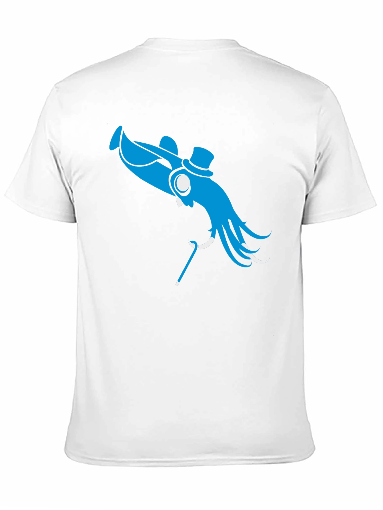 Black Blue Octopus Top Hat Cane T-Shirt - Unique Design view 11