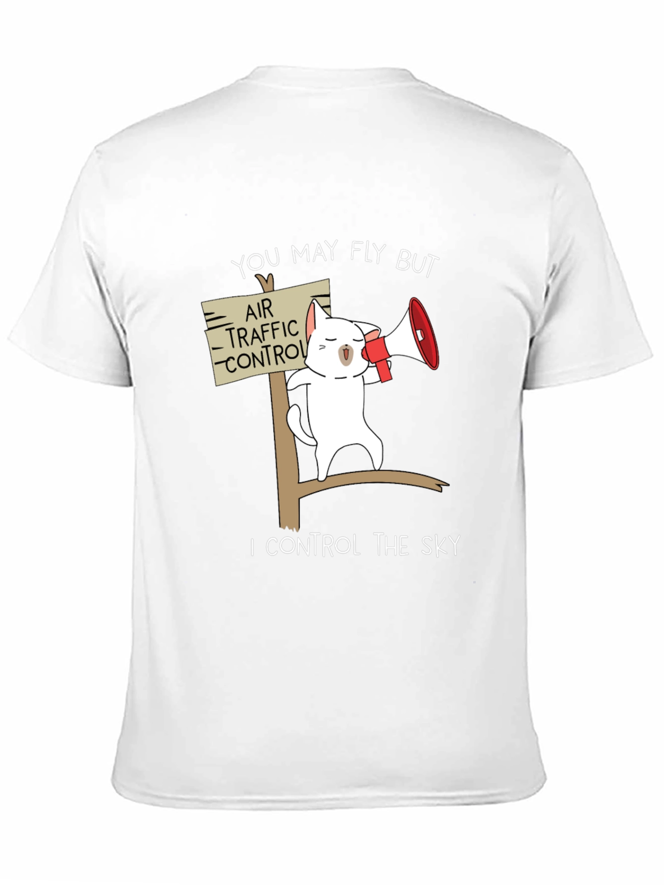 Black Funny Air Traffic Control Cat T-Shirt view 11