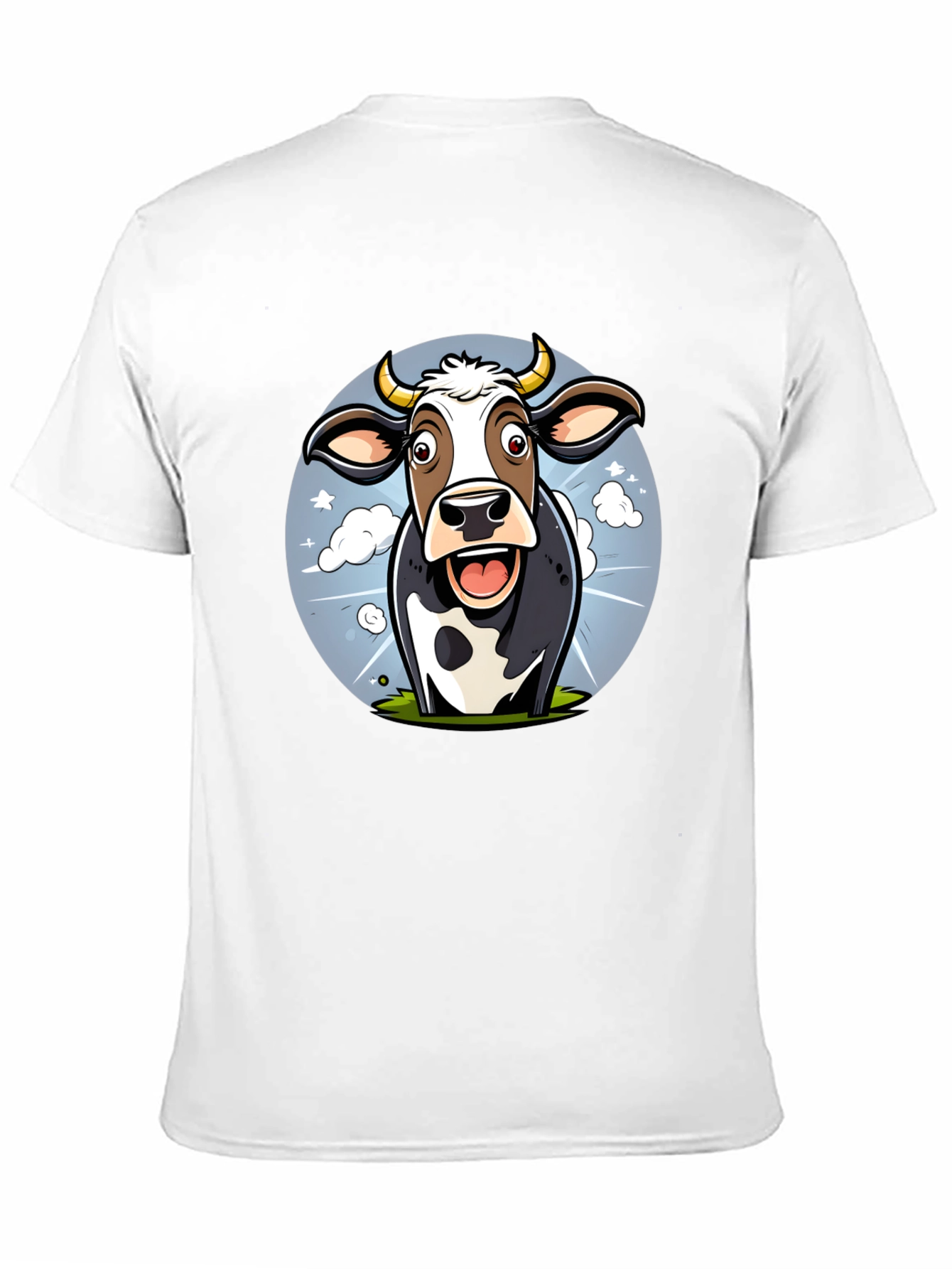 Black Funny Cow Cartoon Graphic Print Black T-Shirt view 11