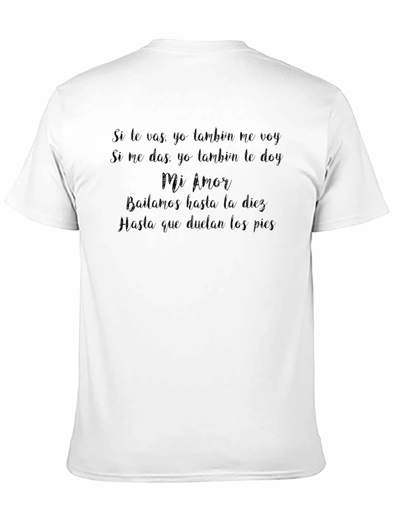 Black Men's Black T-Shirt with Romantic Spanish Text Design view 11