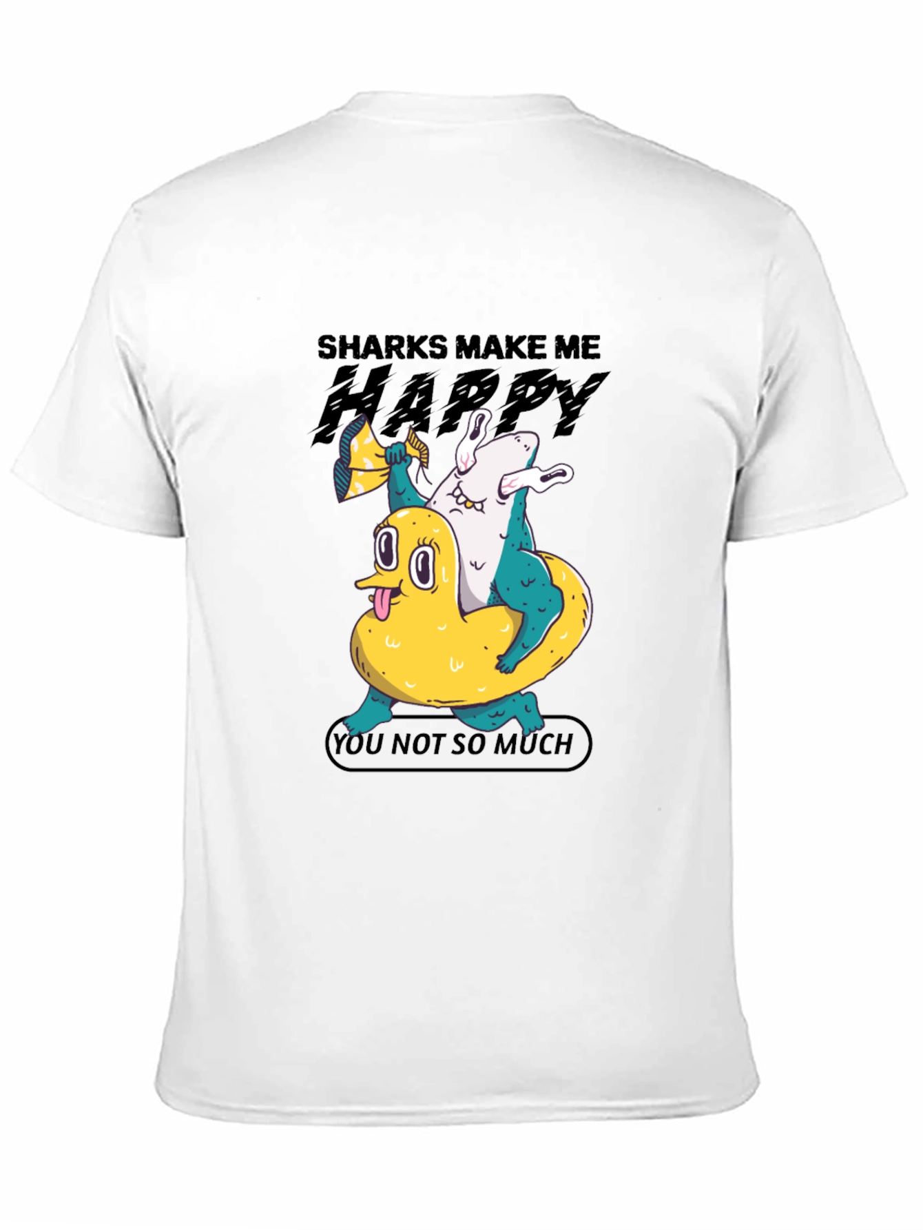 Black Shark Makes Me Happy T-Shirt, Novelty Graphic Tee view 11