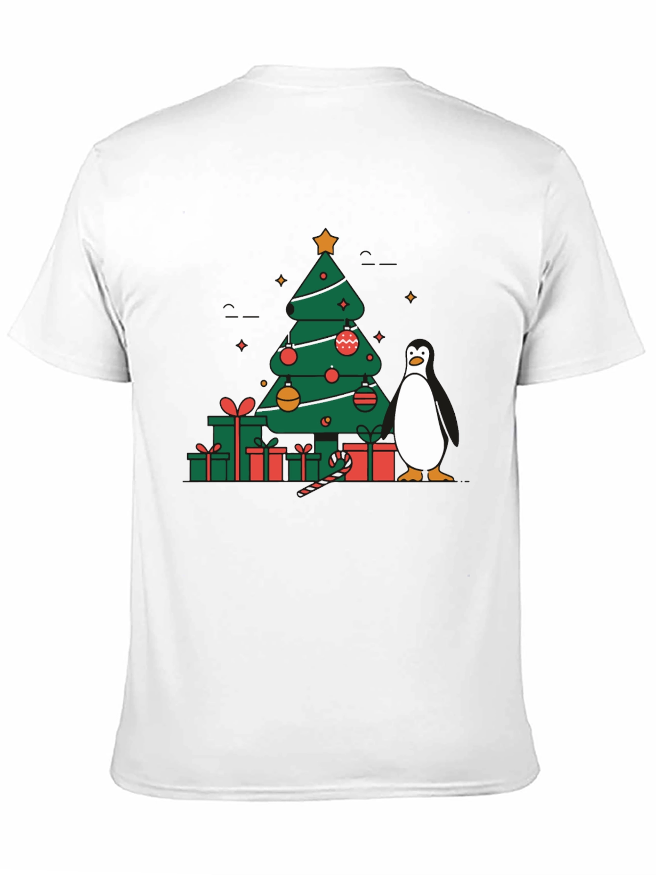 Black Festive Christmas Tree & Penguin Graphic Tee view 11