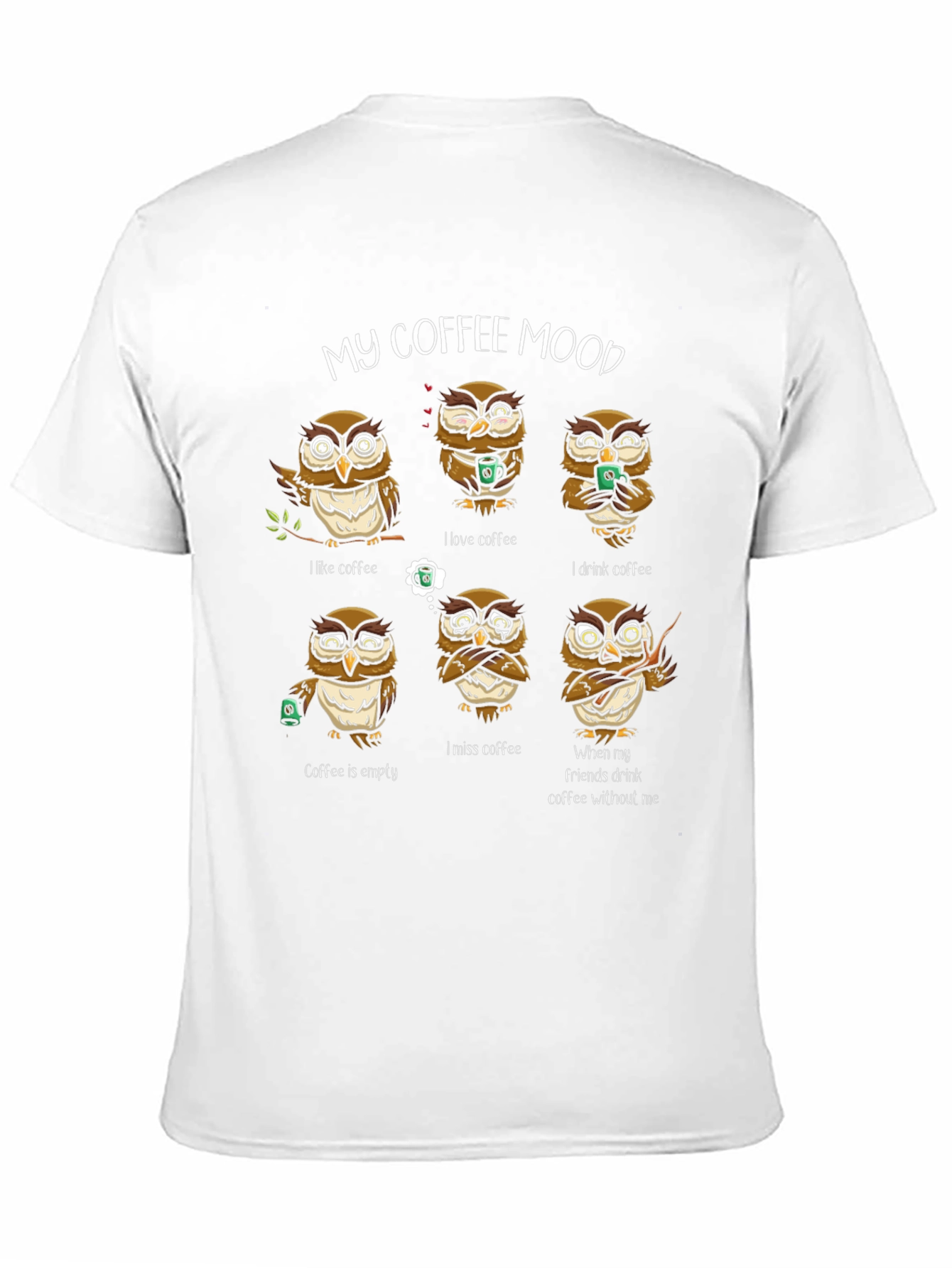 Black My Coffee Mood Owl Graphic T-Shirt view 11