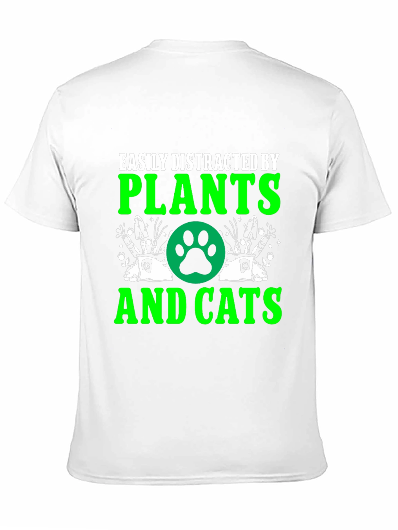 Black Easily Distracted by Plants and Cats T-Shirt view 11
