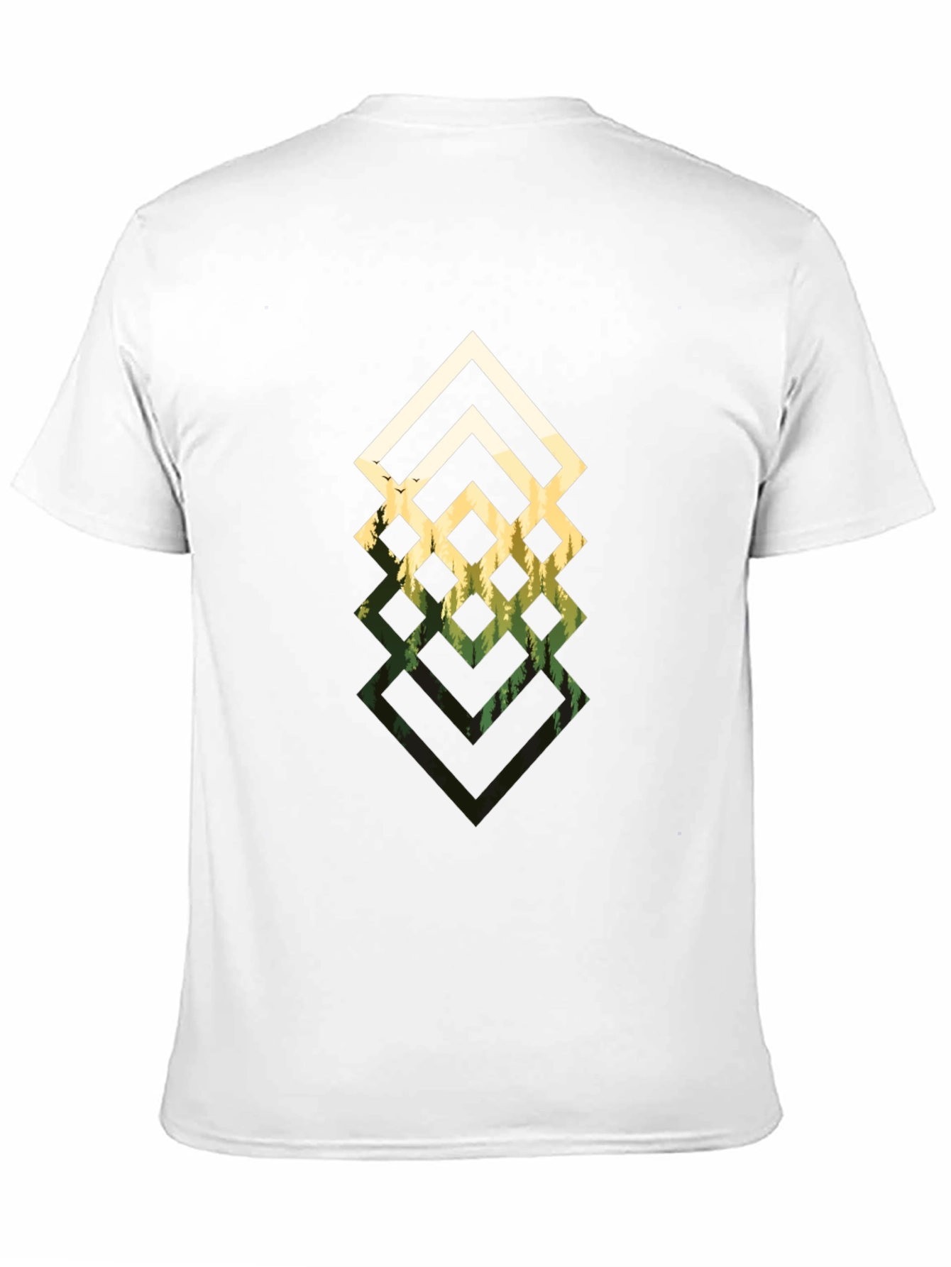 Black Geometric Forest Black T-Shirt view 11