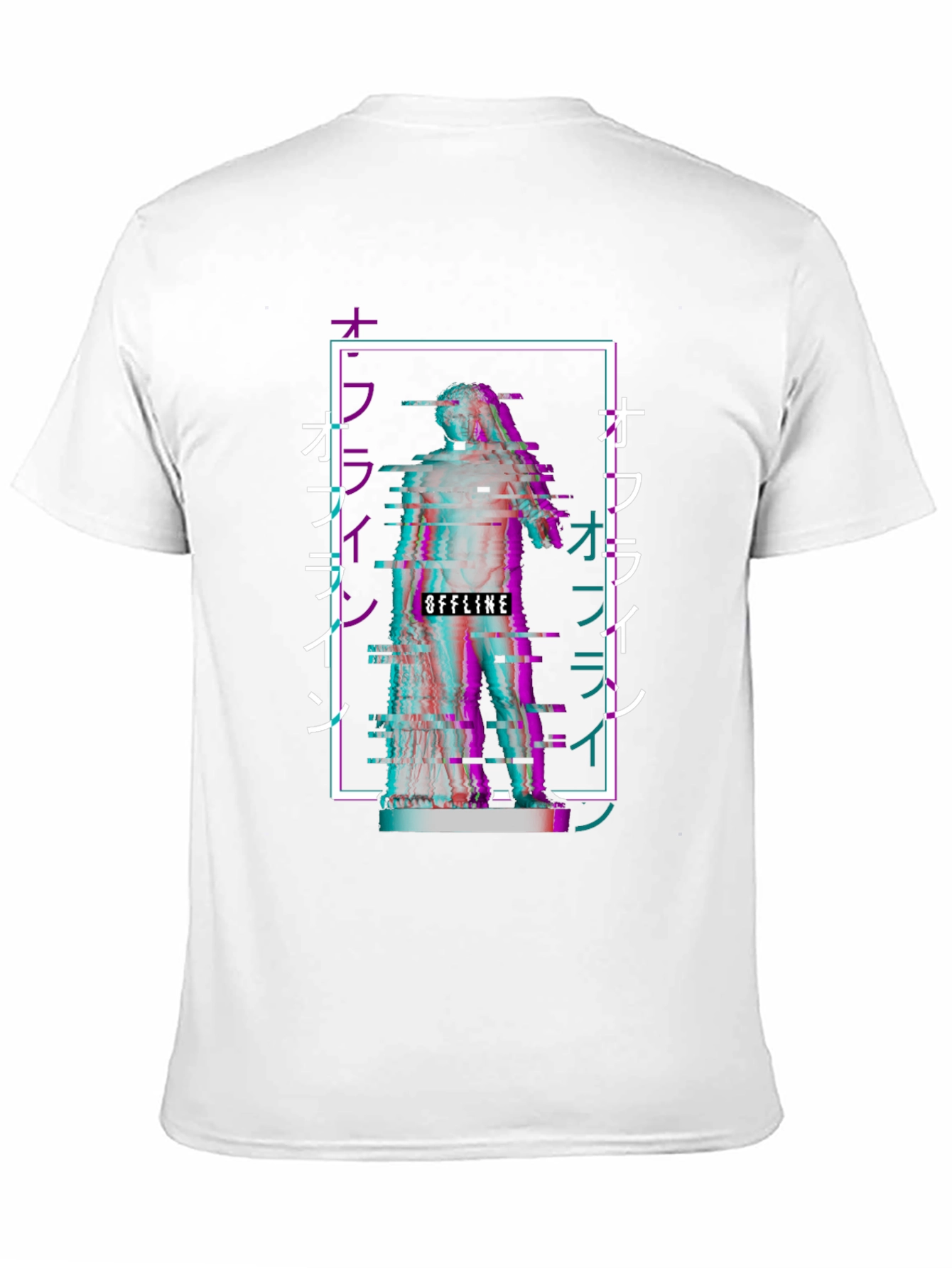 Black Offline Vaporwave Statue Graphic Tee - Black view 11