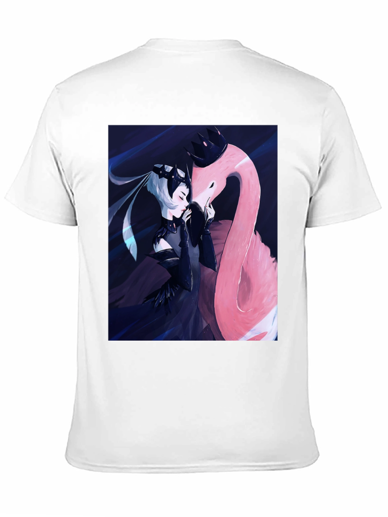 Black Black T-Shirt with Fantasy Flamingo Design view 11
