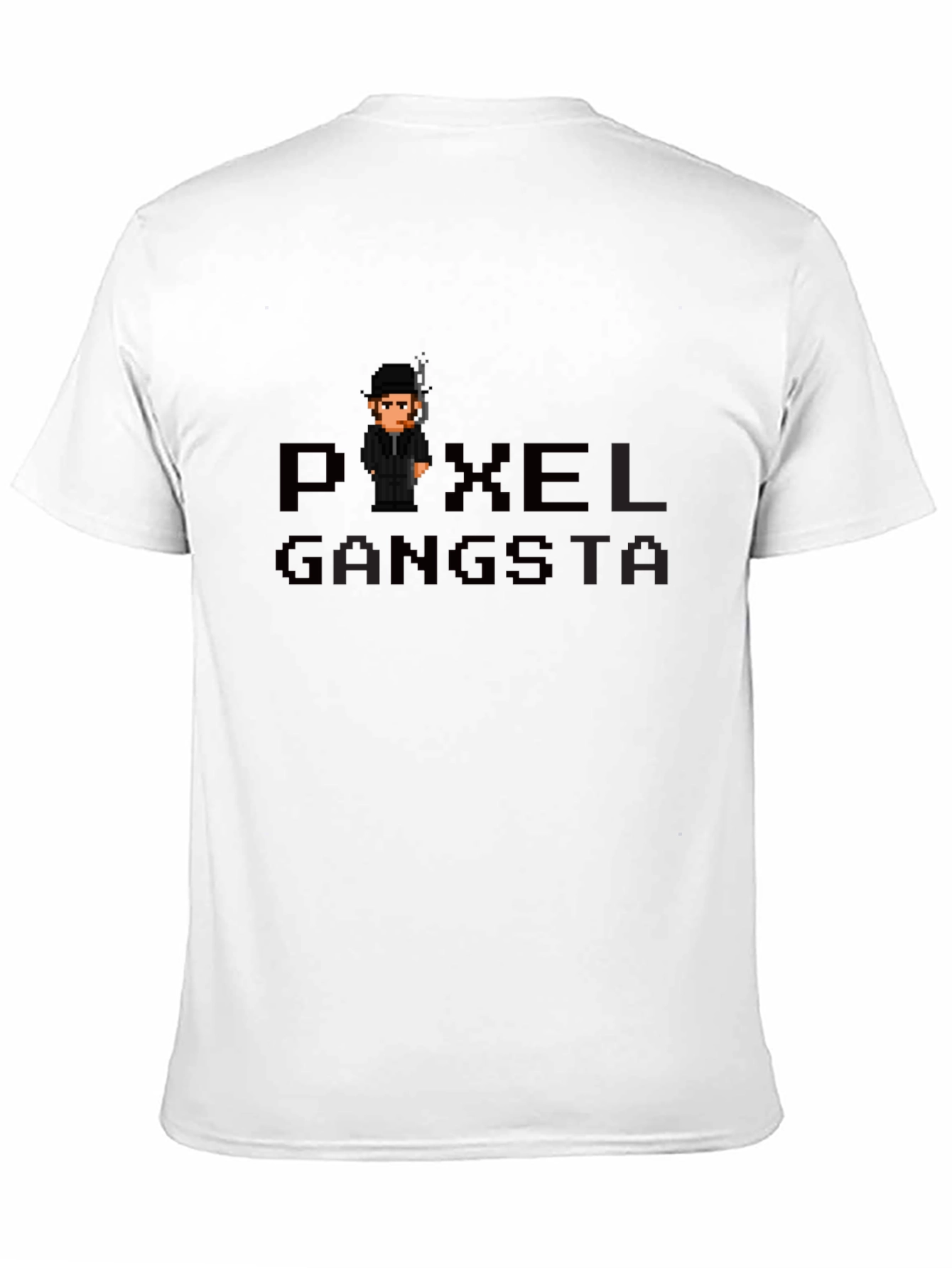 Black Pixel Gangsta Graphic T-Shirt - Black Tee view 11