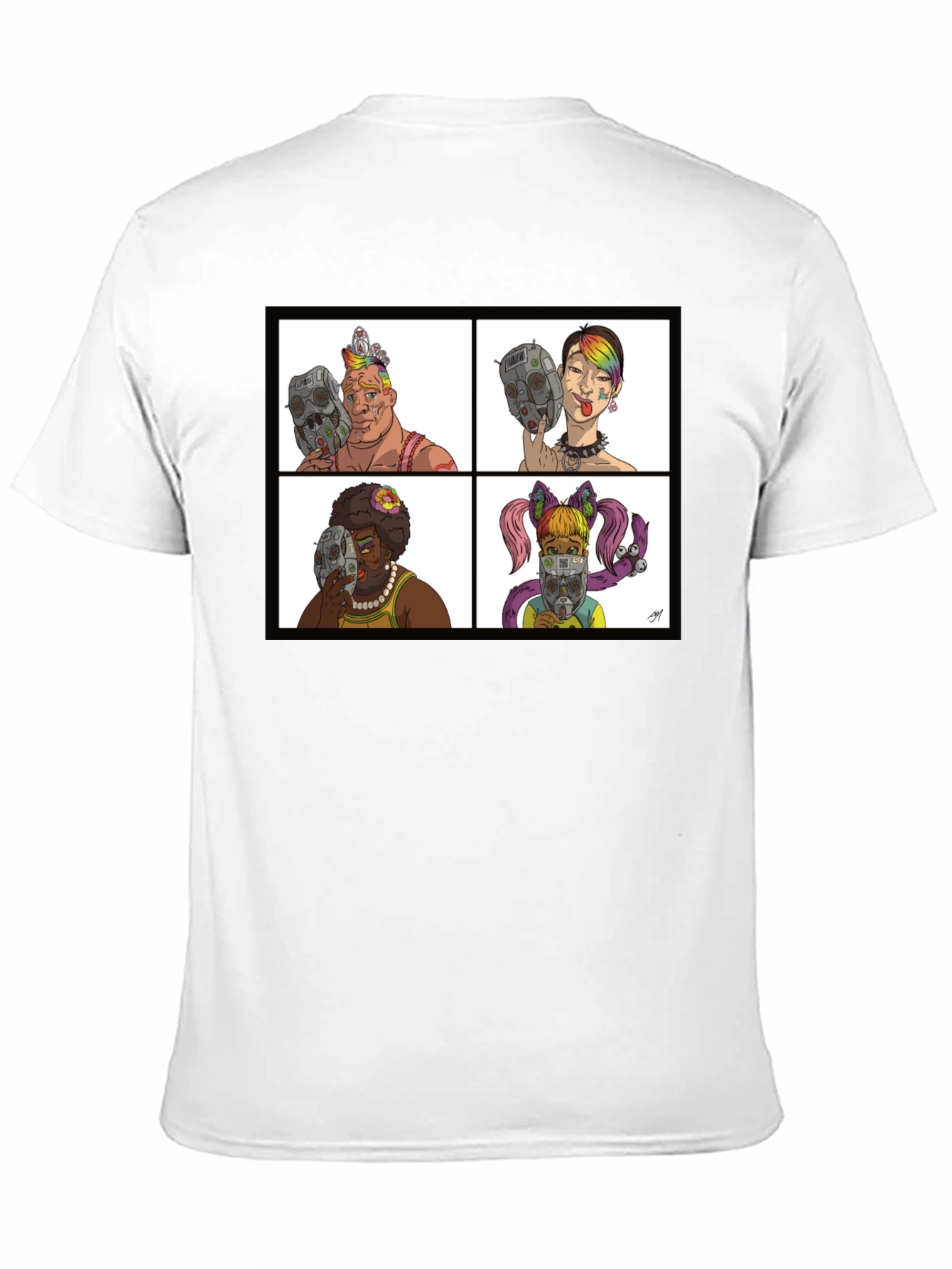 Black Unique Cartoon Face T-Shirt view 11