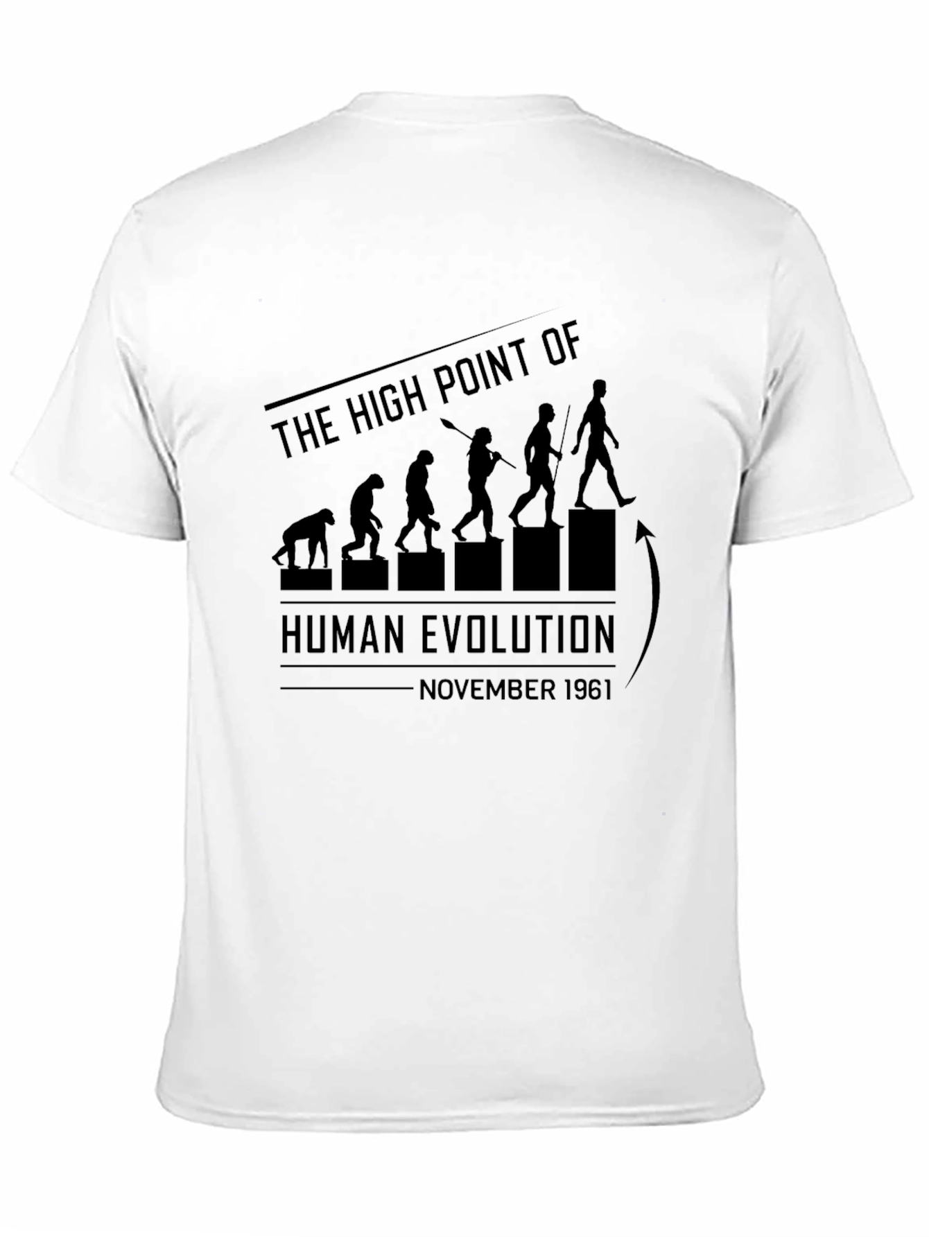 Black Human Evolution November 1961 Black T-Shirt view 11