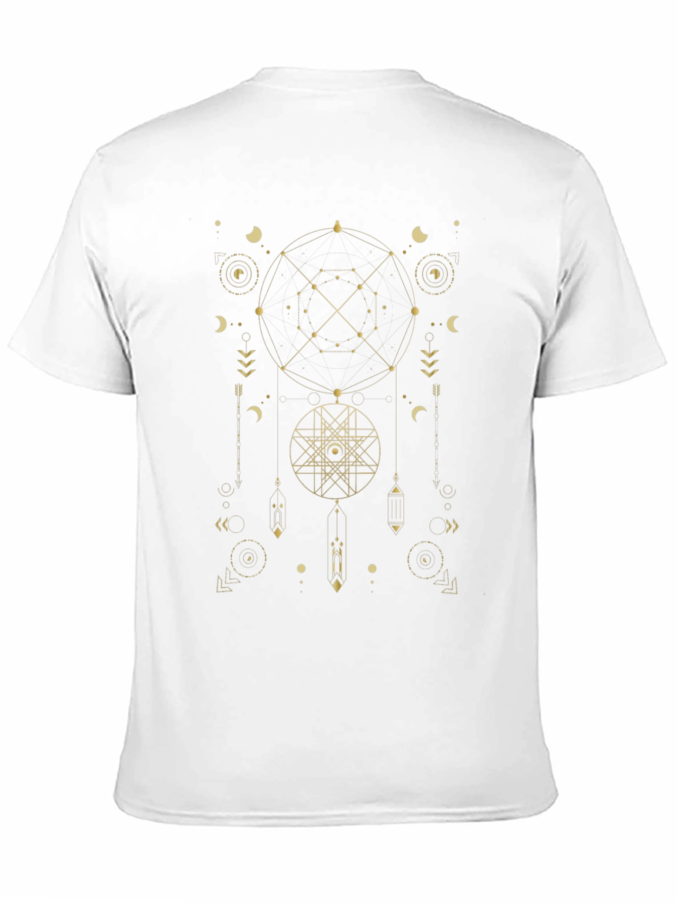 Black Geometric Dreamcatcher Men's Black T-Shirt view 11