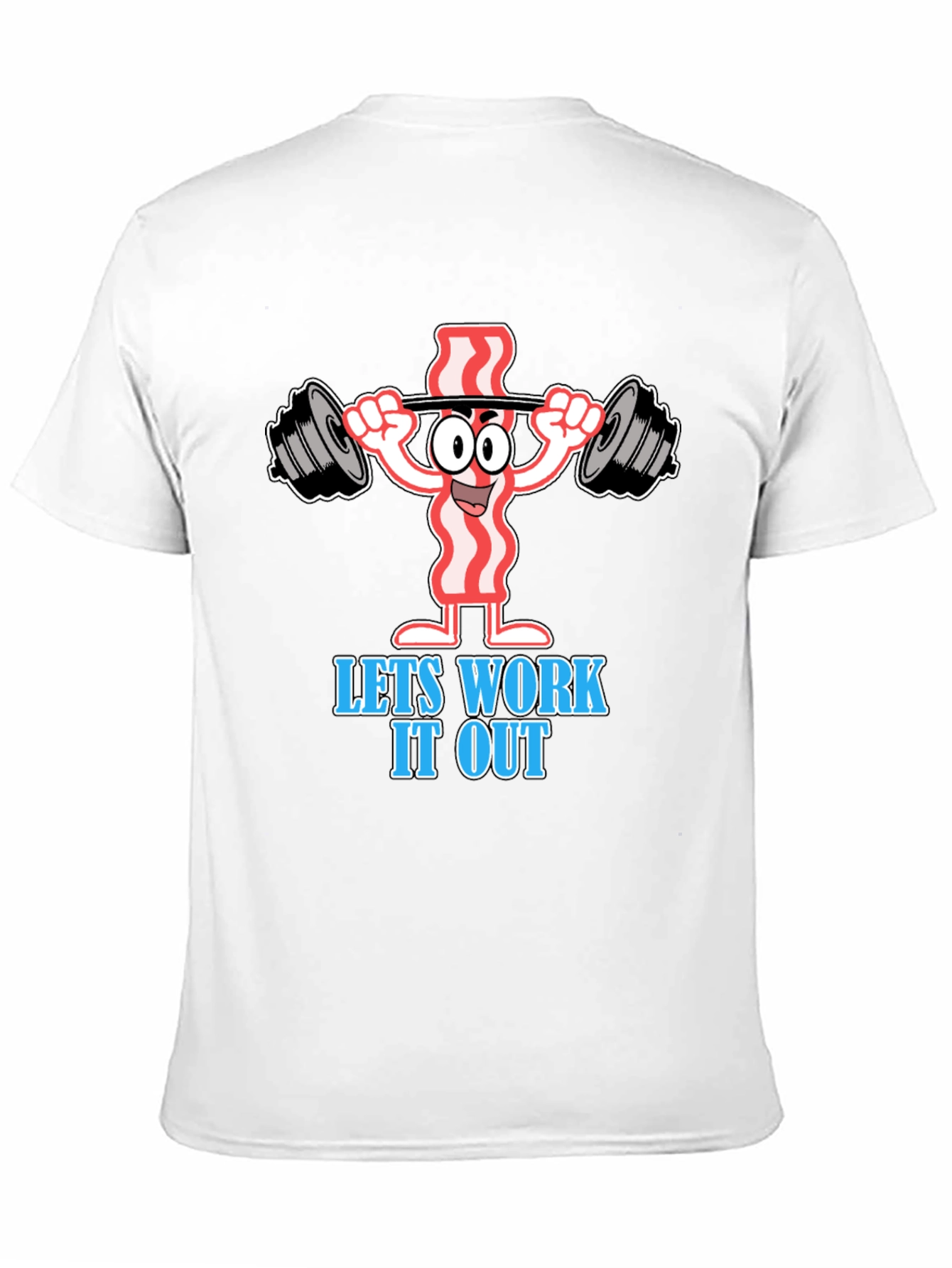 Black Funny Bacon Workout T-Shirt: Let's Work It Out! view 11