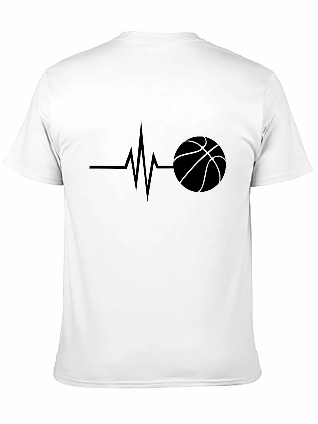 Black Basketball Heartbeat Black T-Shirt view 11