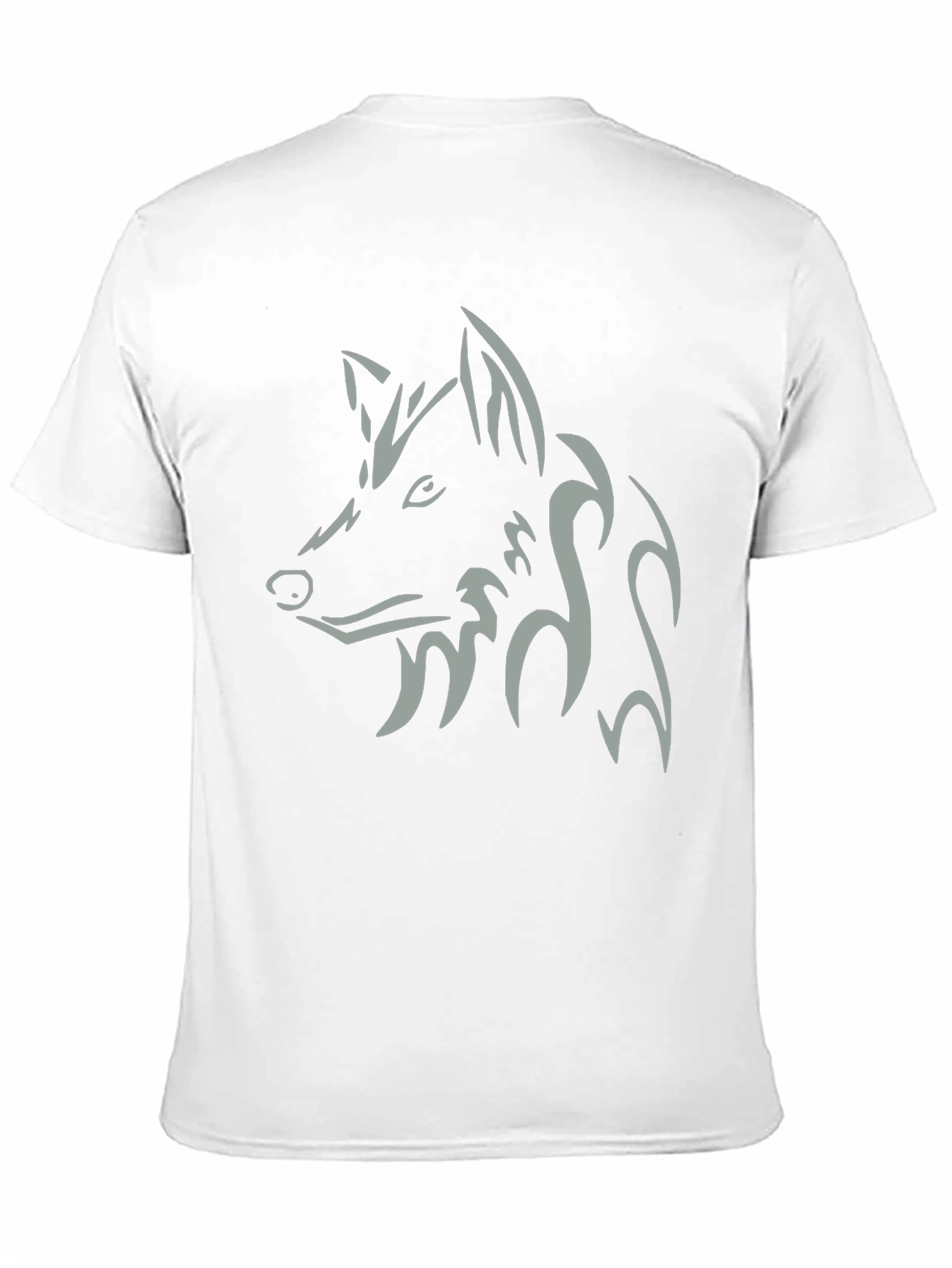 Men's Black T-Shirt with Tribal Wolf Design - 11