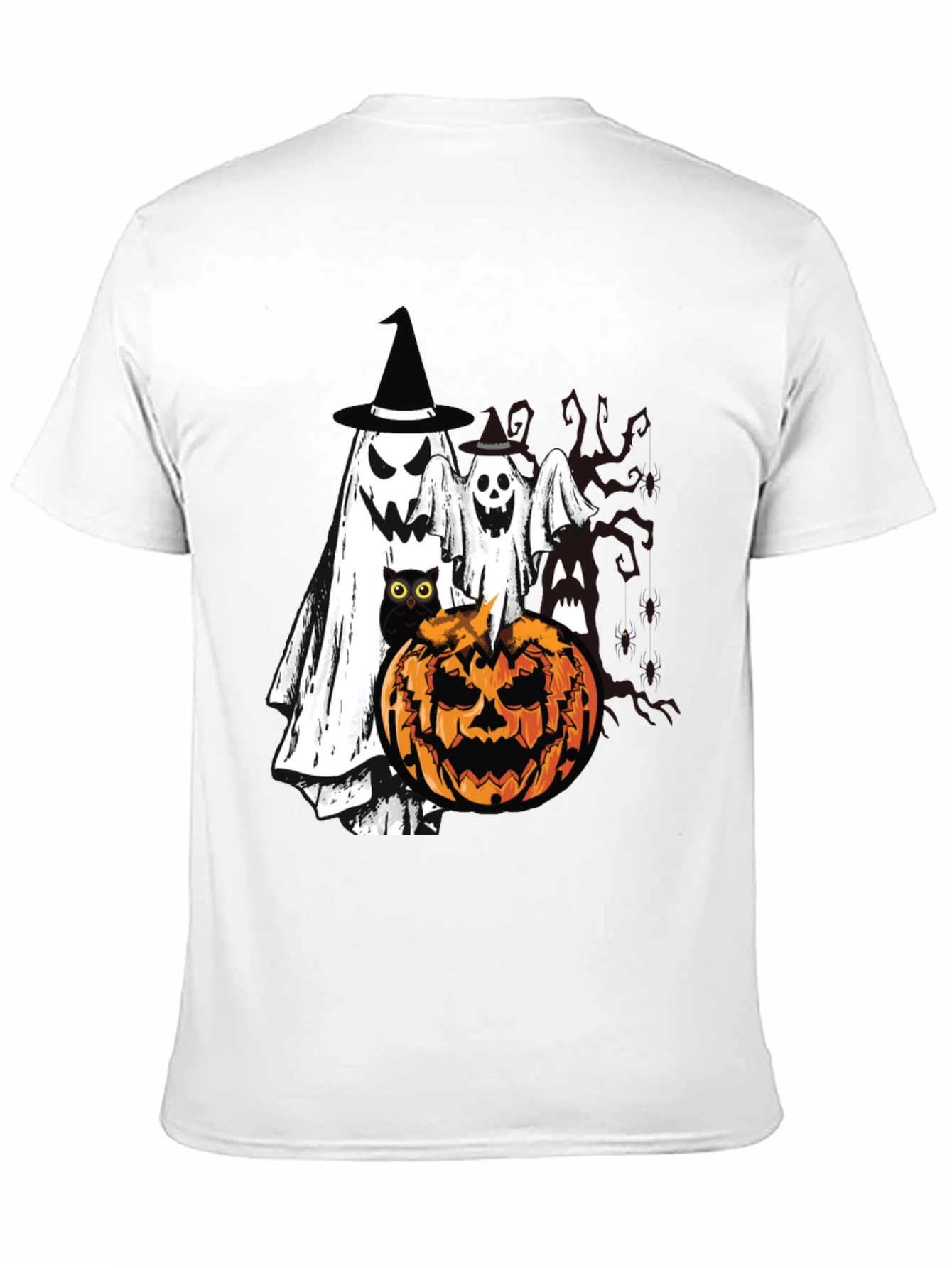 Black Halloween Ghost & Pumpkin T-Shirt view 11
