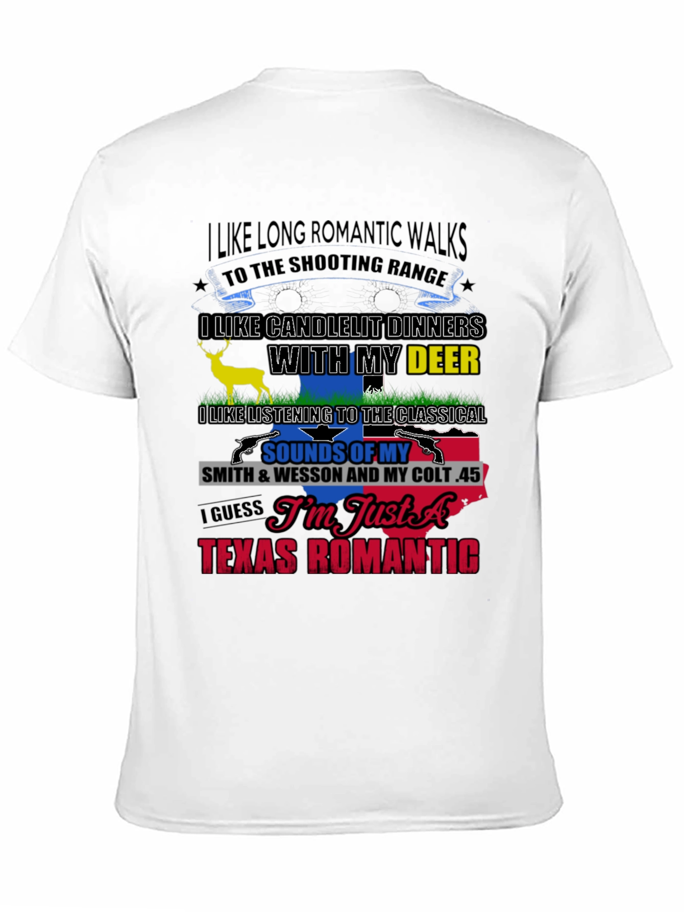 Black Texas Romantic T-Shirt: Guns & Deer view 11