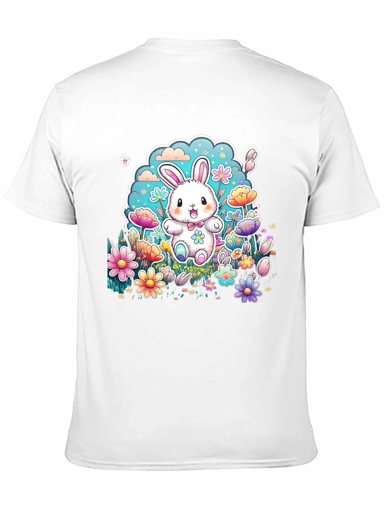 Camiseta Conejito Pascua Flores Diseño Infantil