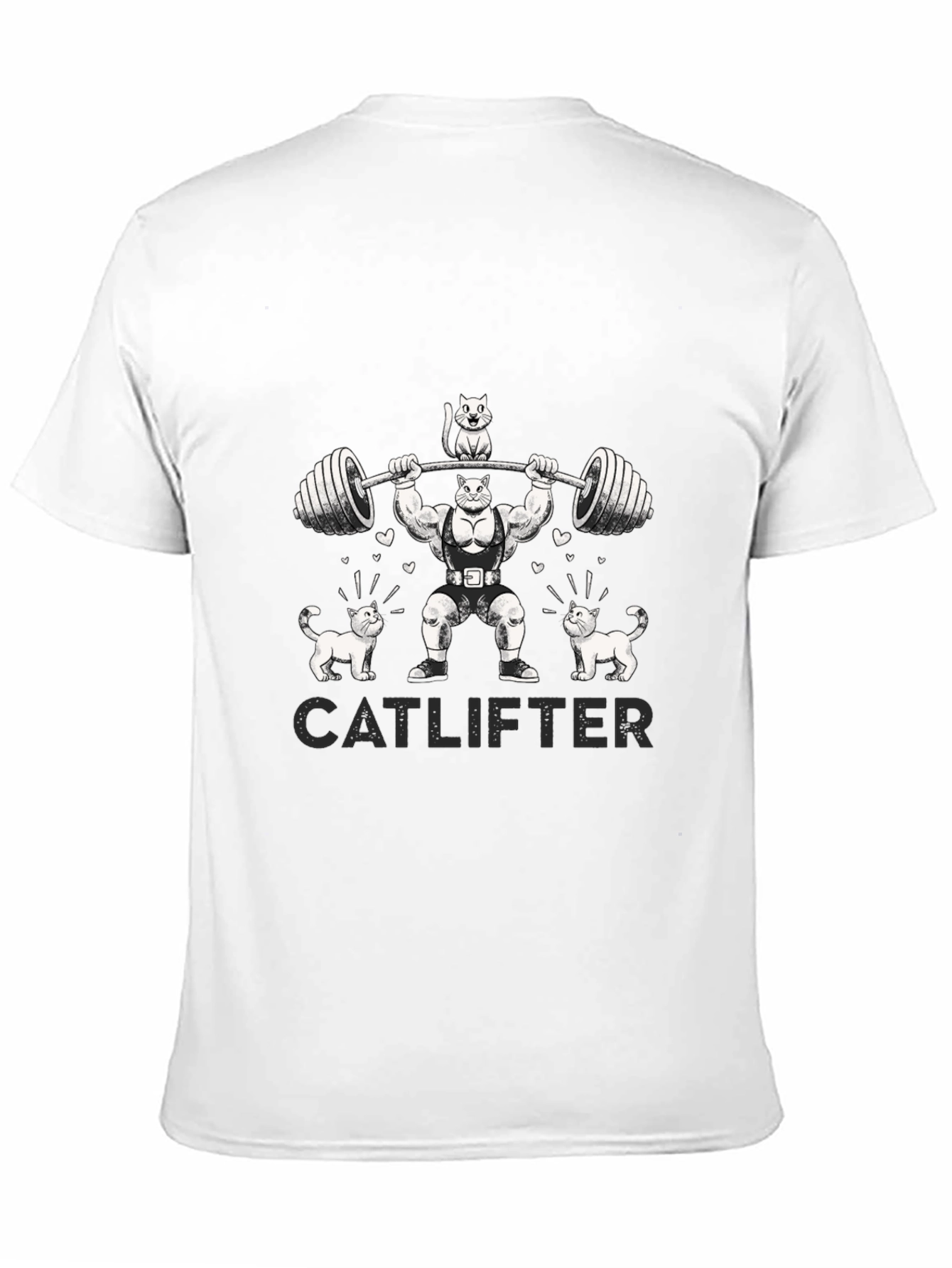 Black Catlifter Graphic T-Shirt - Weightlifting Cats view 11