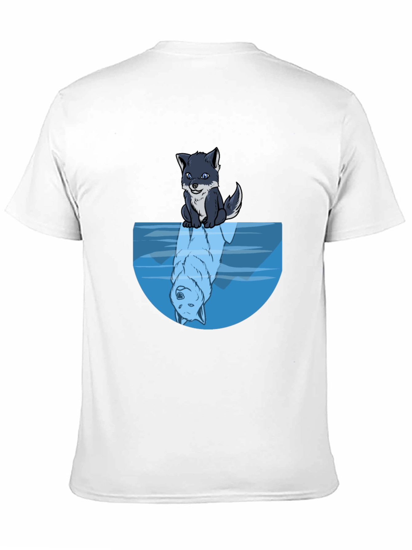 Black Wolf Reflection Graphic Tee - Soft Black Cotton view 11