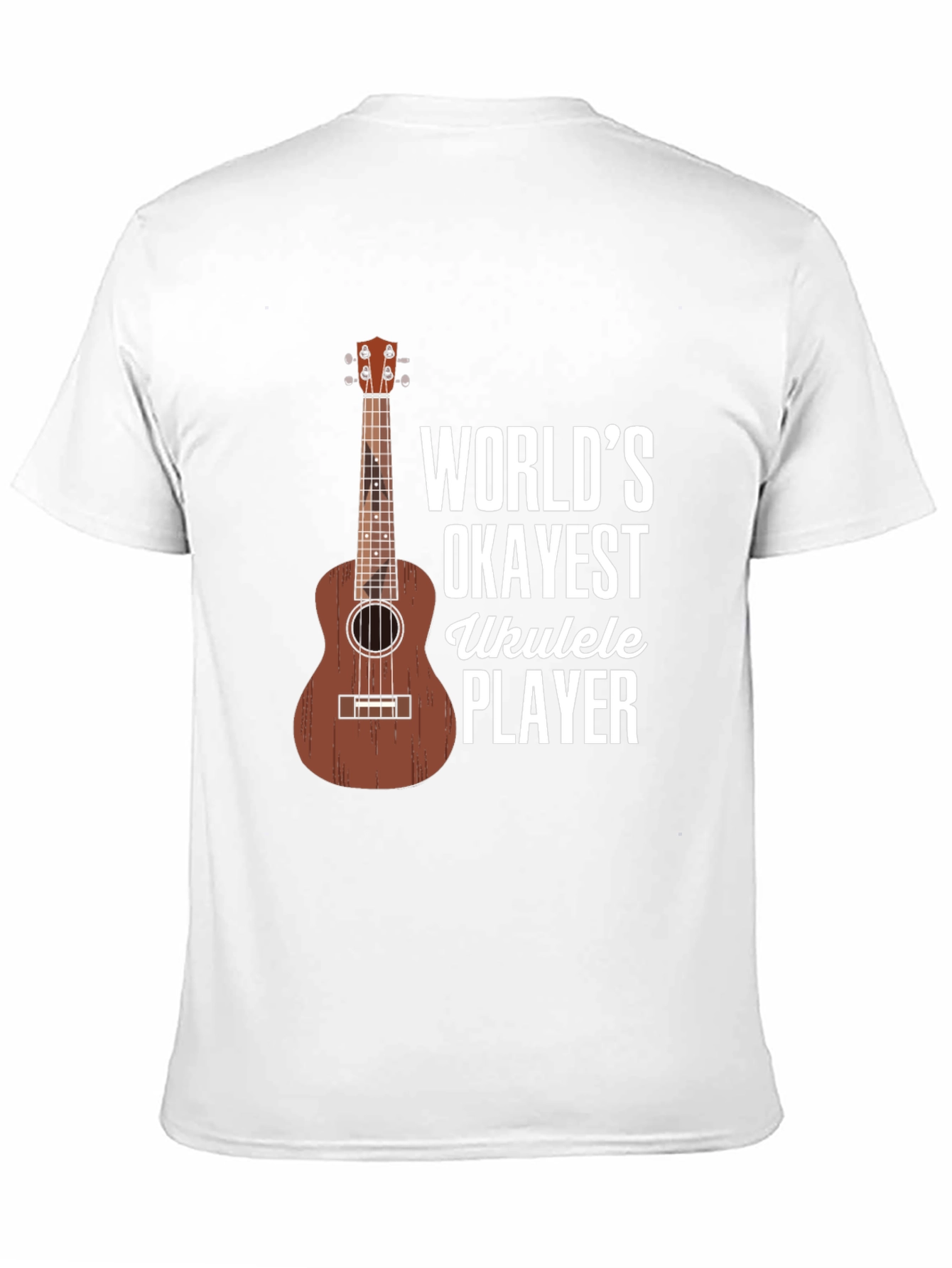 Black World's Okayest Ukulele Player Graphic T-Shirt view 11