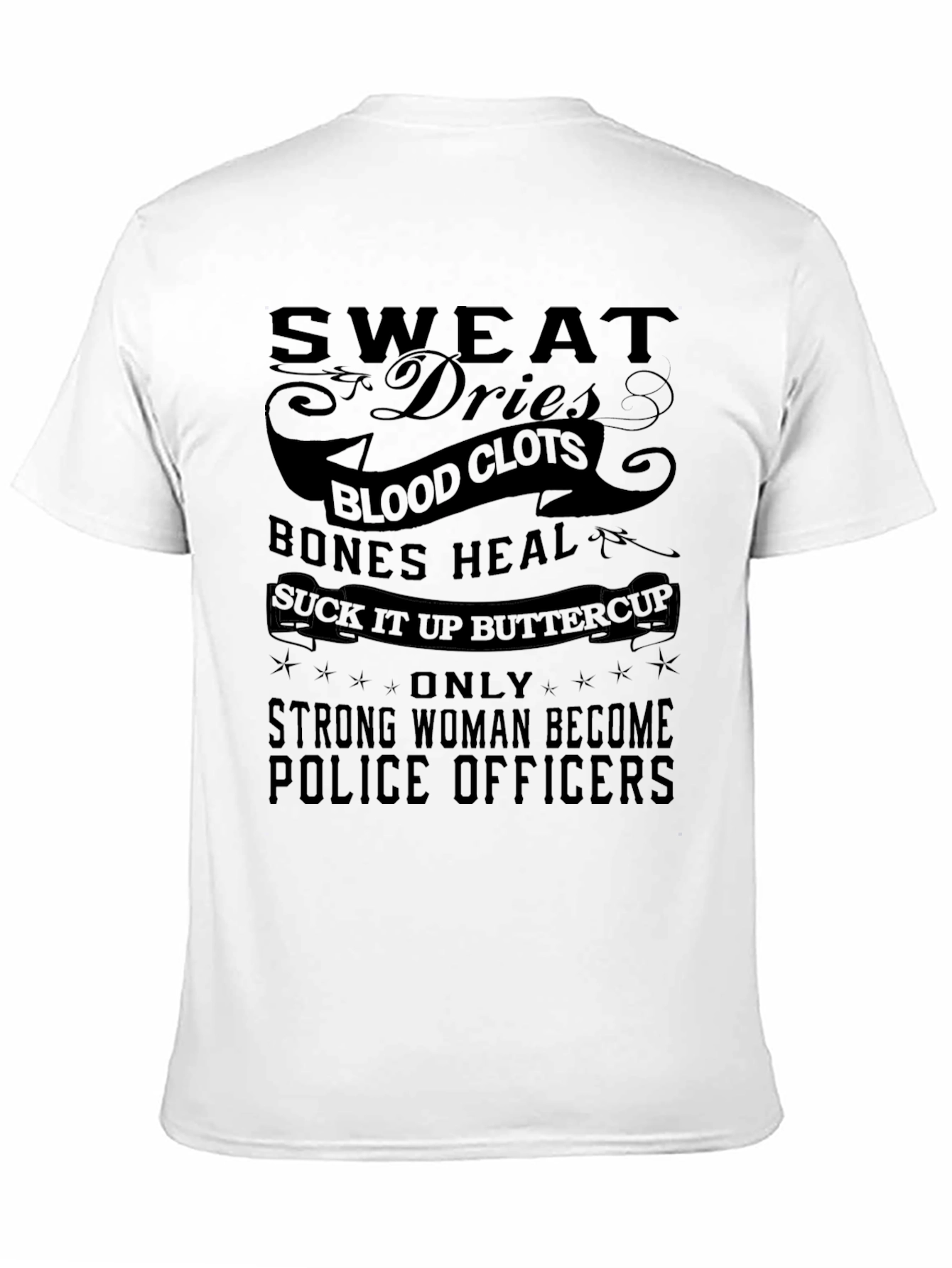 Black Strong Woman Police Officer Graphic Tee view 11