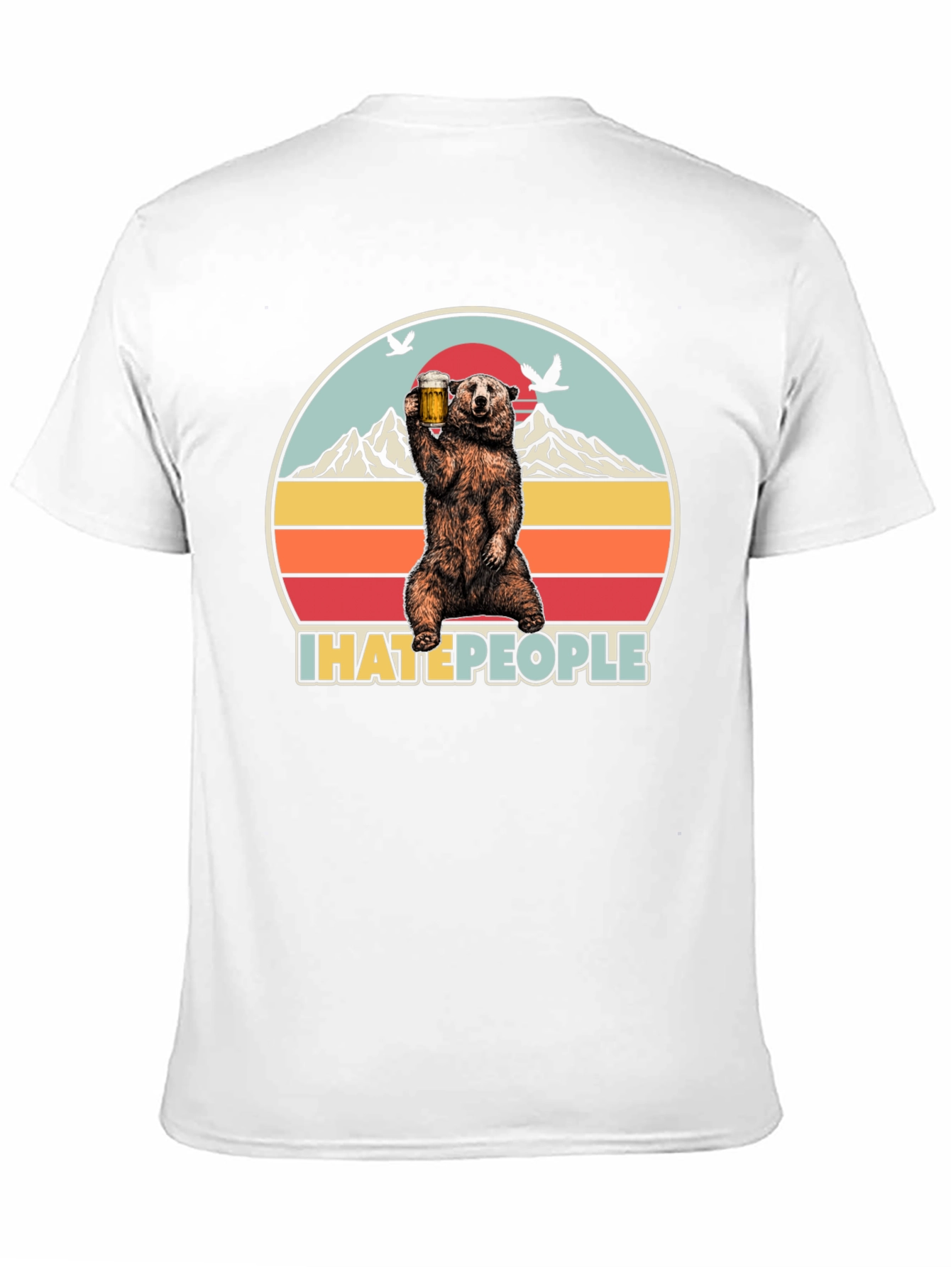 Black I Hate People Bear Drinking Beer T-Shirt view 11
